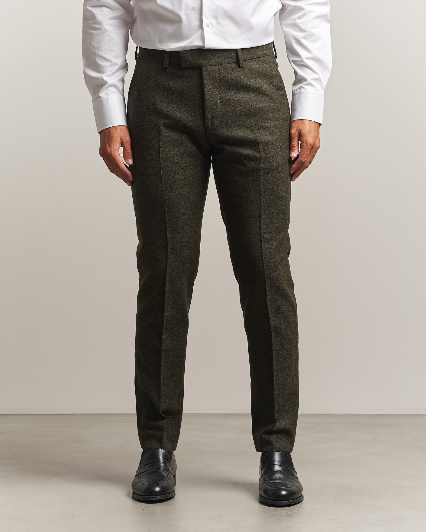 Hombres | Pantalones | Tiger of Sweden | Tenuta Wool Flannel Suit Trousers Muted Canopy