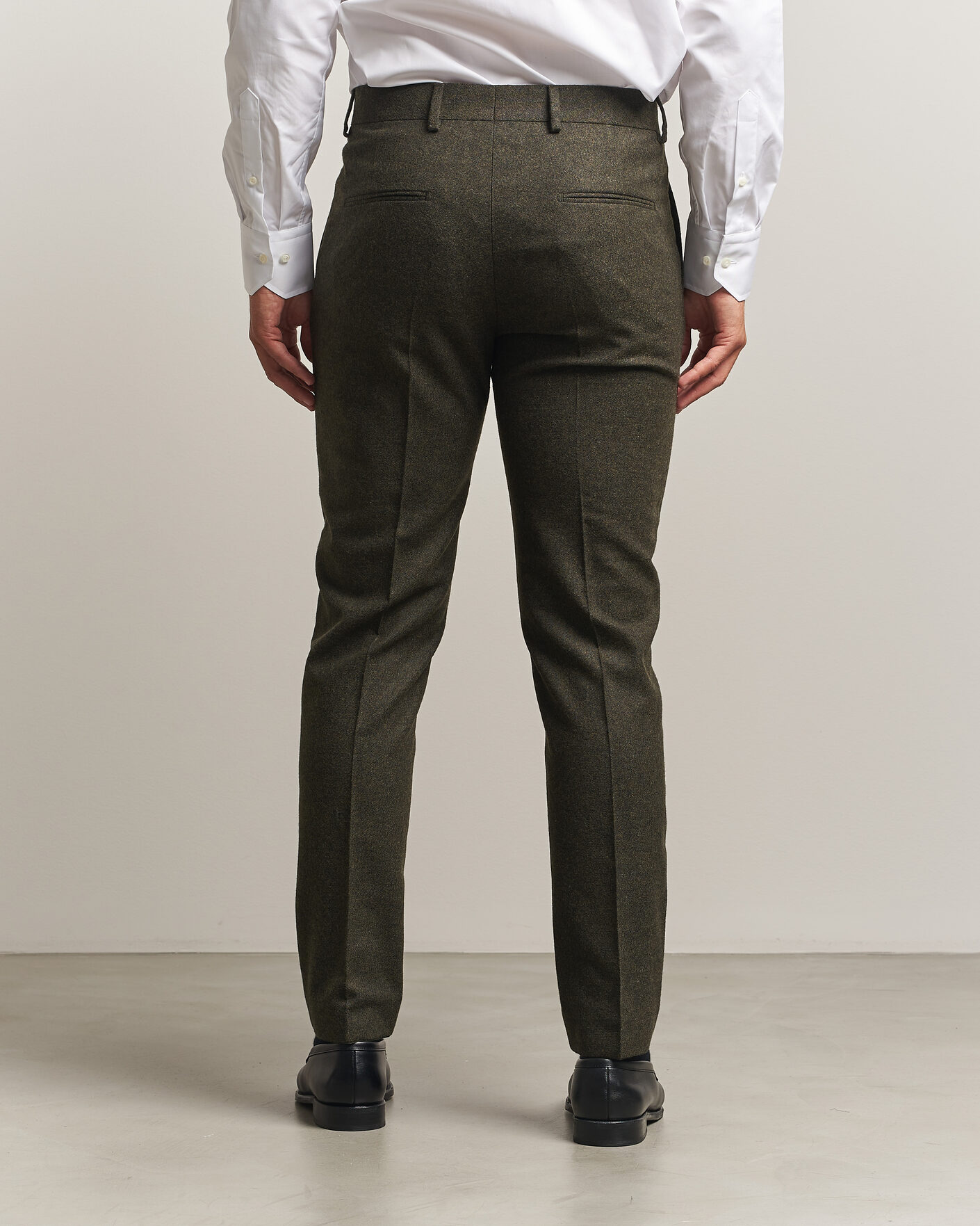 Hombres | Pantalones | Tiger of Sweden | Tenuta Wool Flannel Suit Trousers Muted Canopy
