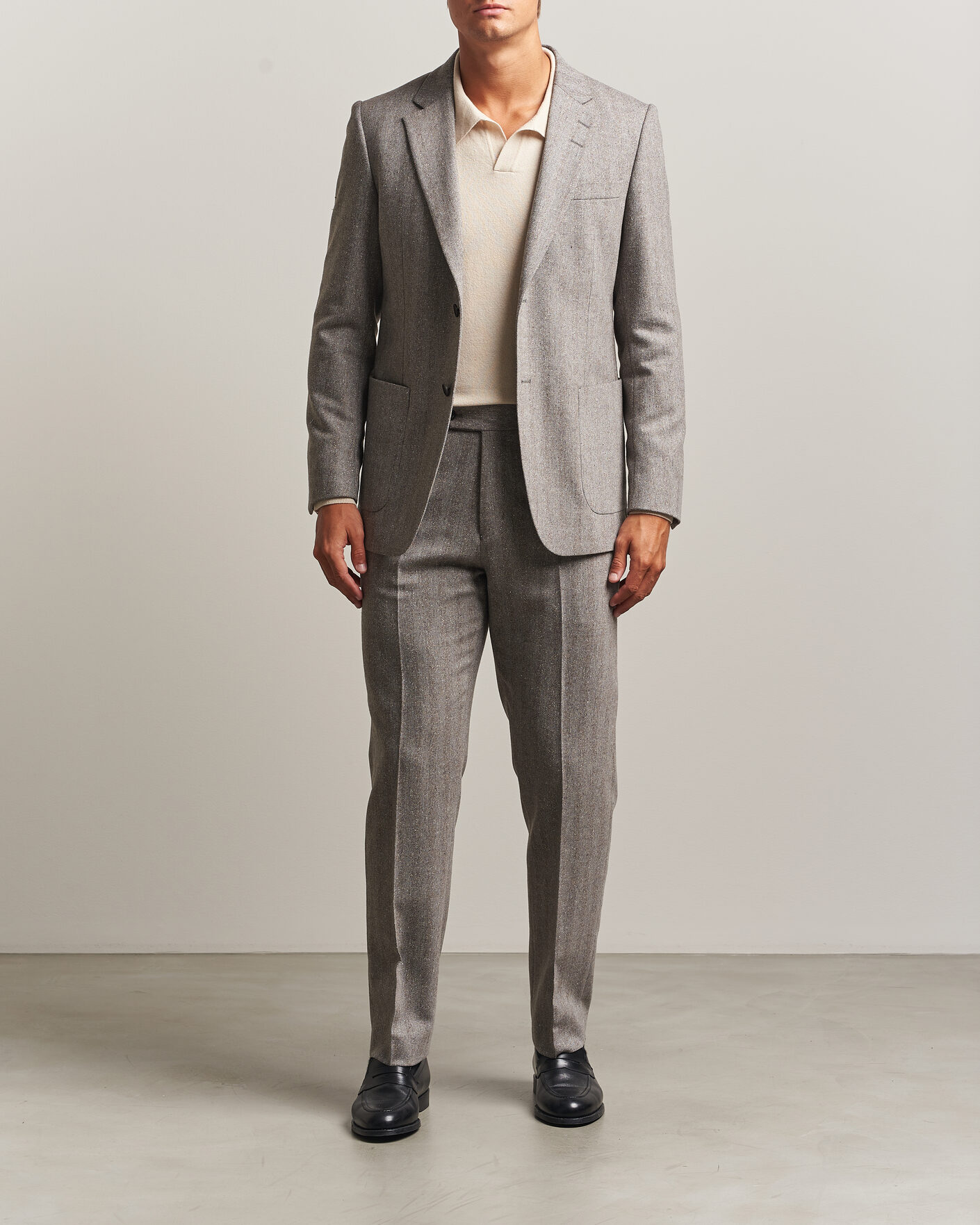 Hombres | Pantalones | Tiger of Sweden | Tense Wool Donegal Suit Trousers Dark Stone