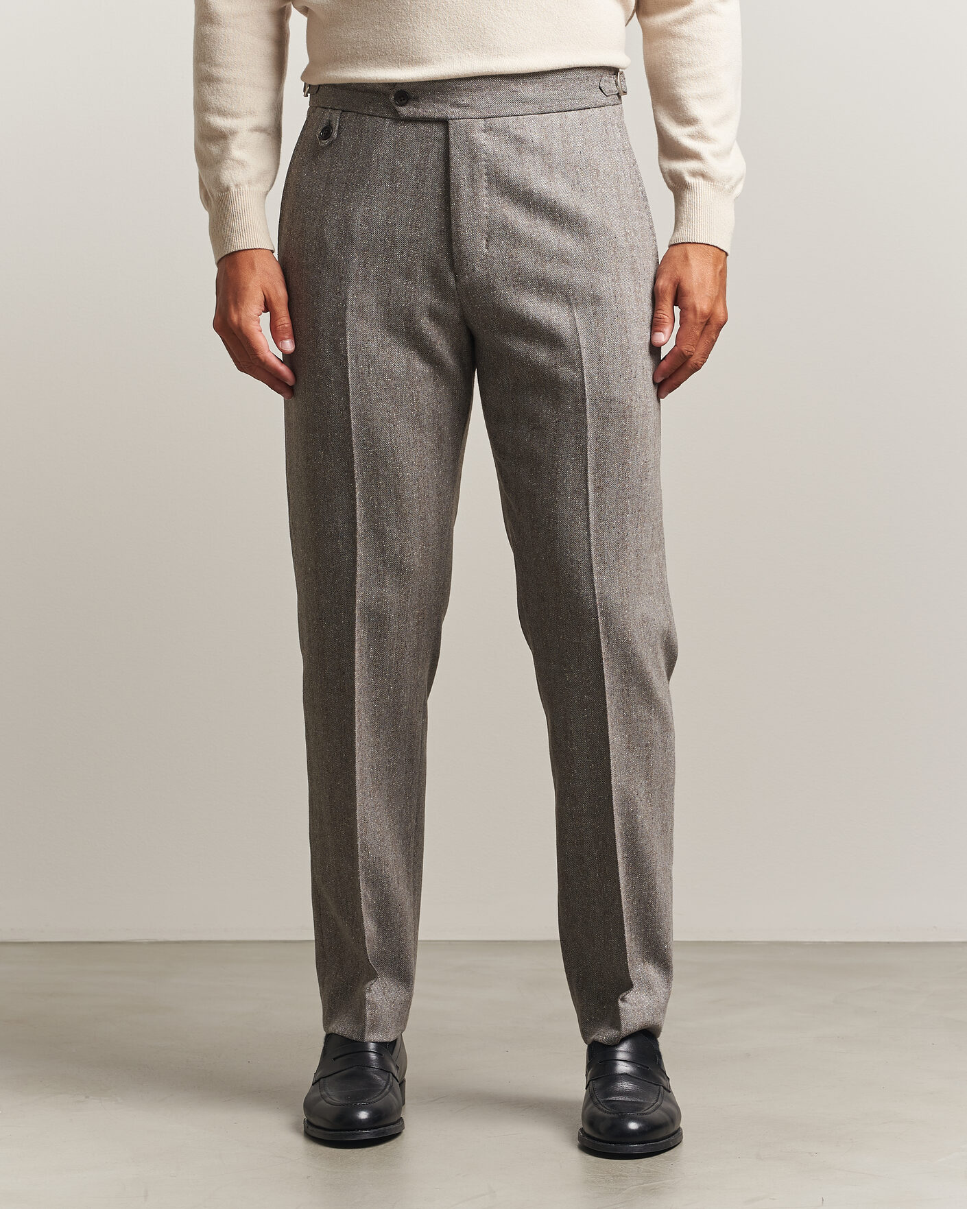 Hombres | Pantalones | Tiger of Sweden | Tense Wool Donegal Suit Trousers Dark Stone