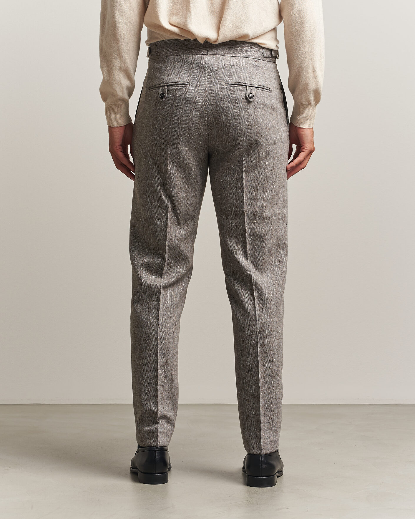 Hombres | Pantalones | Tiger of Sweden | Tense Wool Donegal Suit Trousers Dark Stone