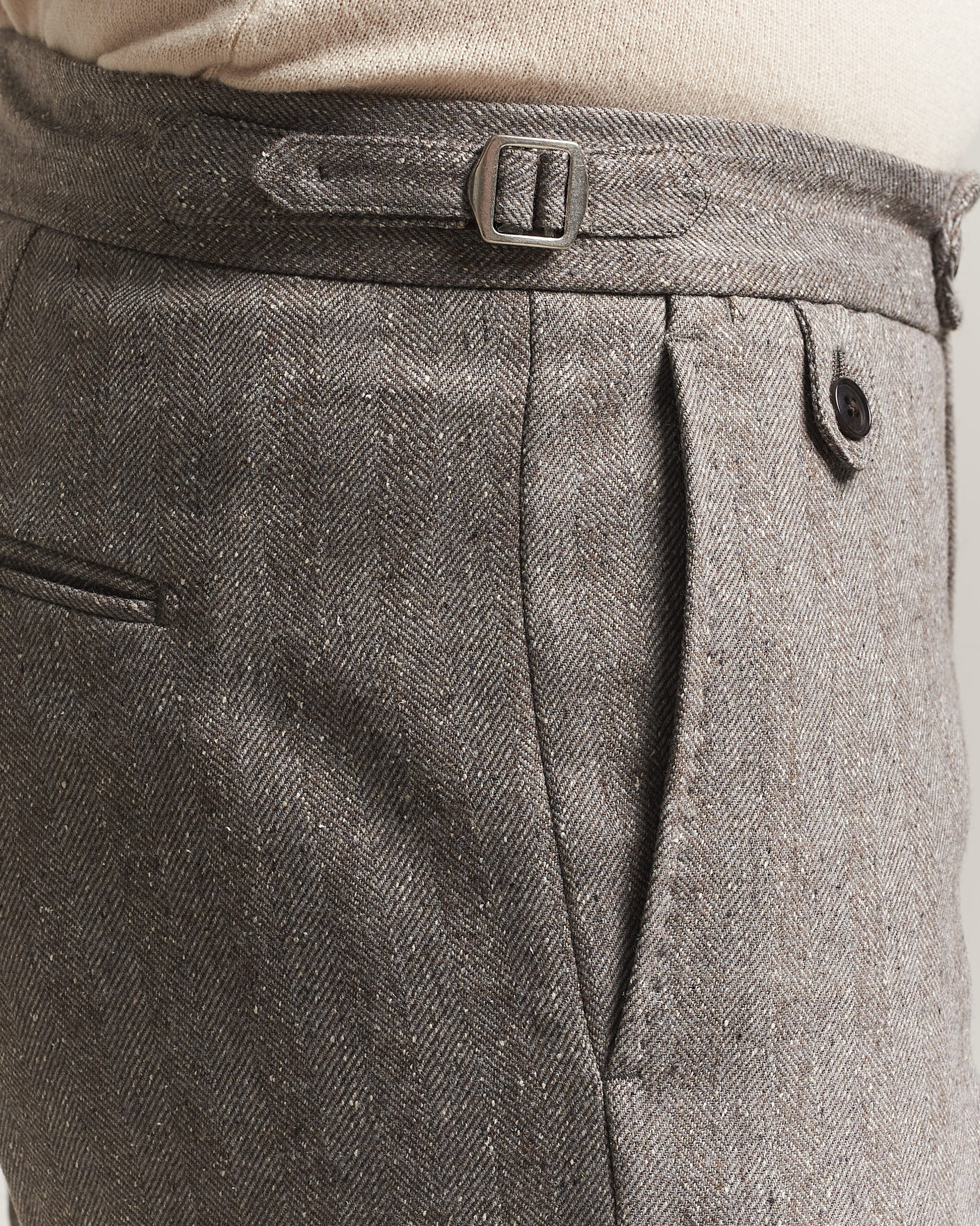Hombres | Pantalones | Tiger of Sweden | Tense Wool Donegal Suit Trousers Dark Stone