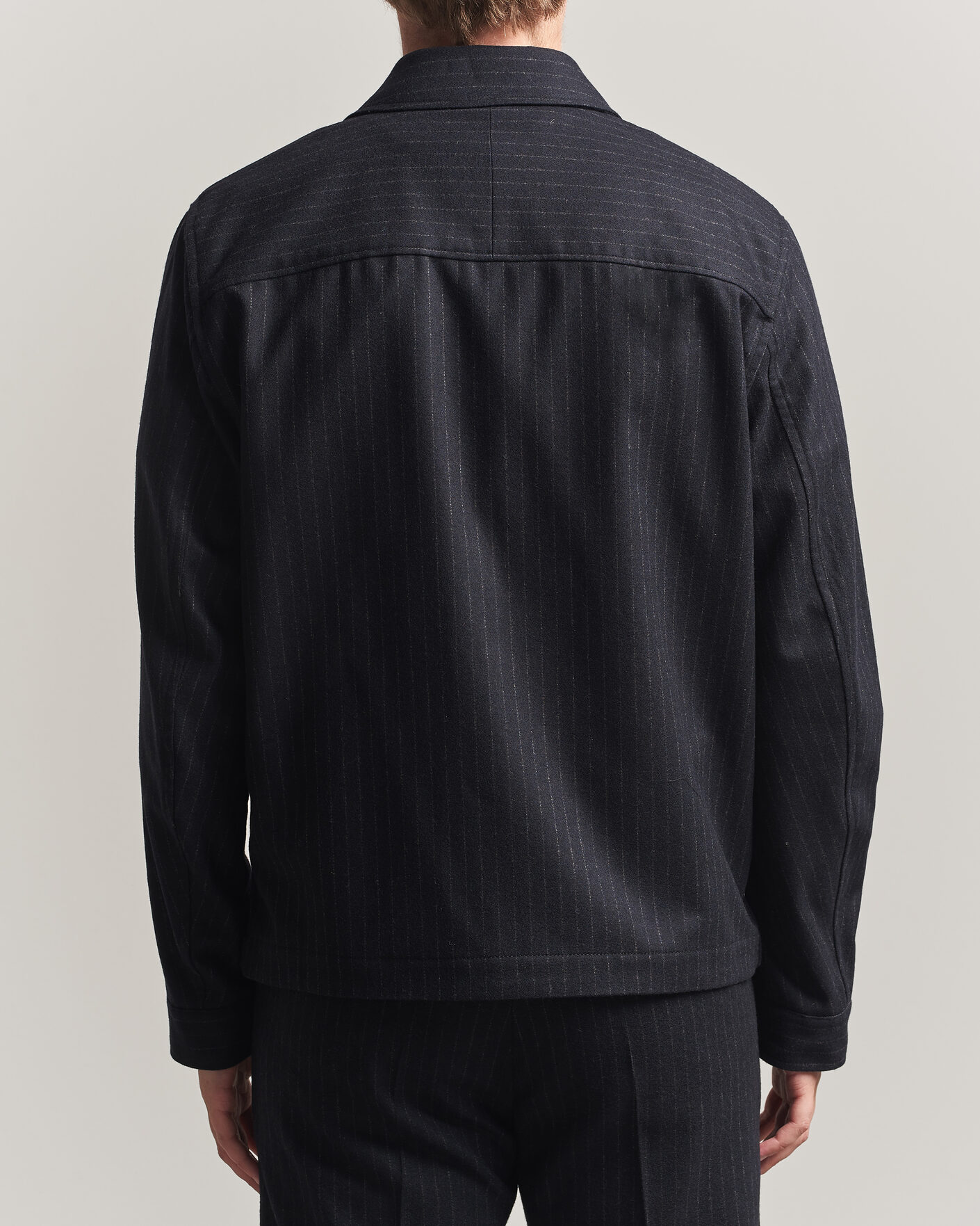 Hombres | Abrigos y chaquetas | Tiger of Sweden | Barnaby Wool Pinstriped Shirt Jacket Blue Function