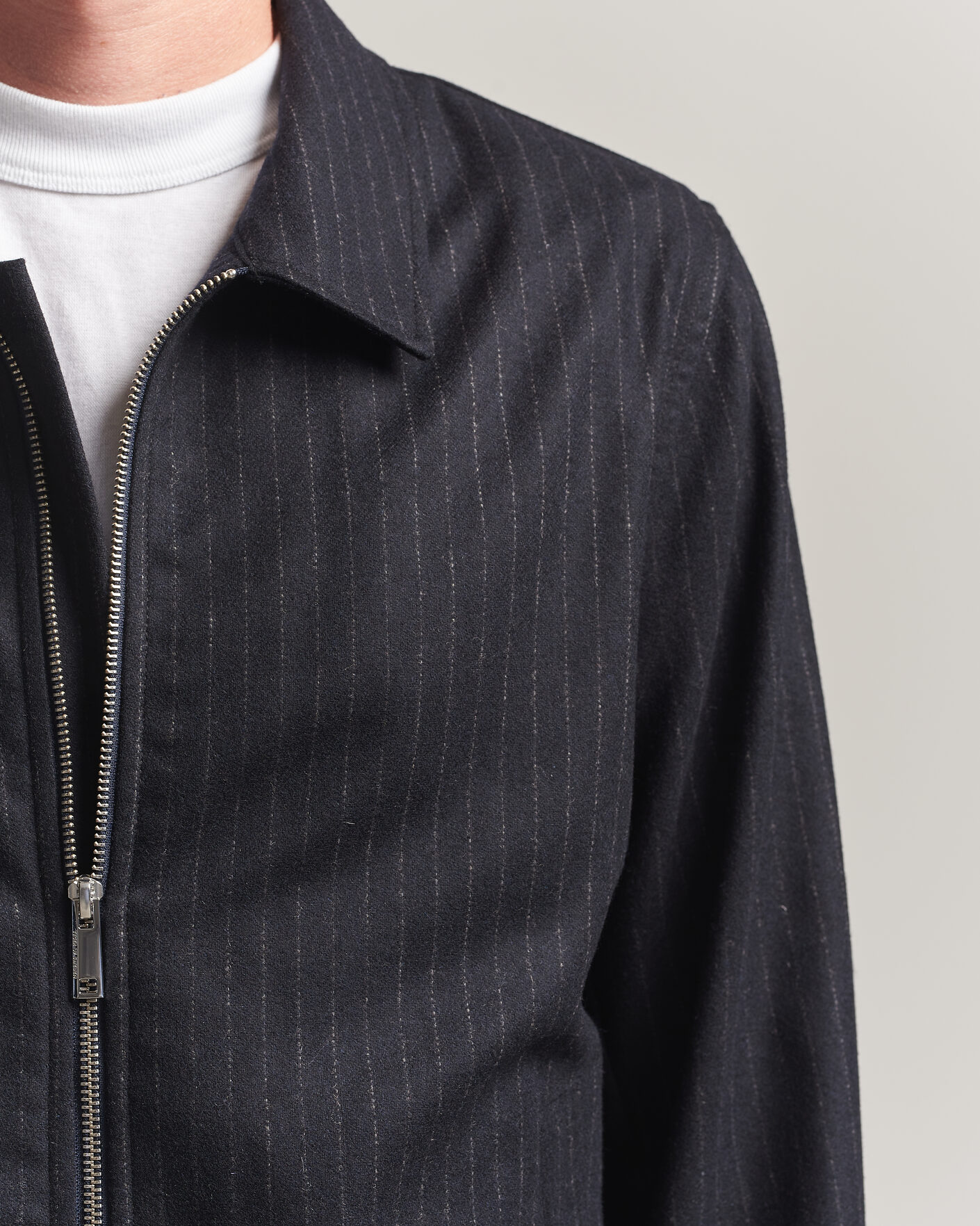 Hombres | Abrigos y chaquetas | Tiger of Sweden | Barnaby Wool Pinstriped Shirt Jacket Blue Function