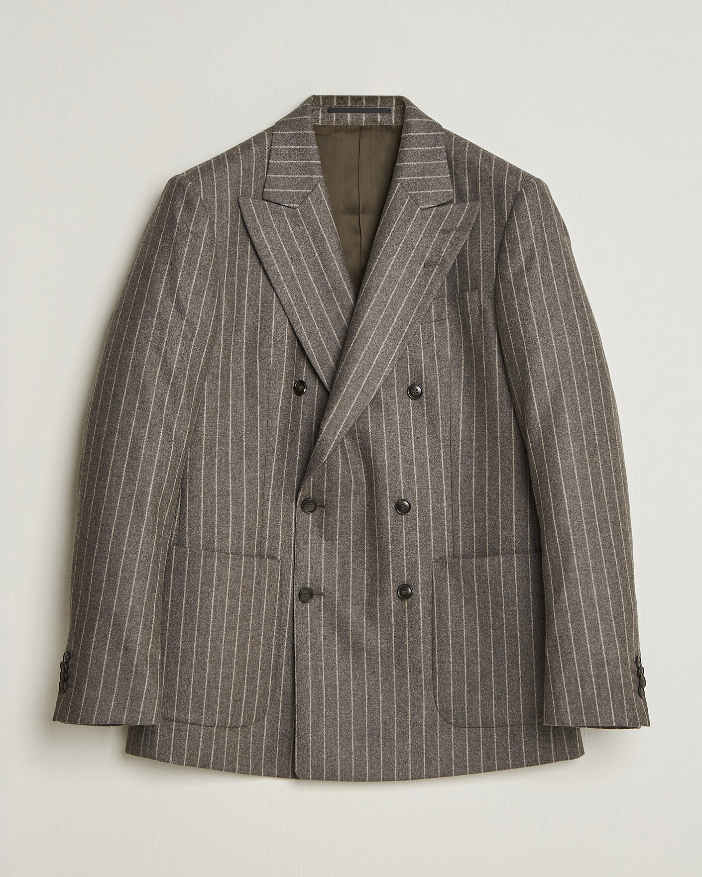 Hombres | Blazers | Tiger of Sweden | Joachim Wool Double Breasted Pinstriped Blazer Grey Brown