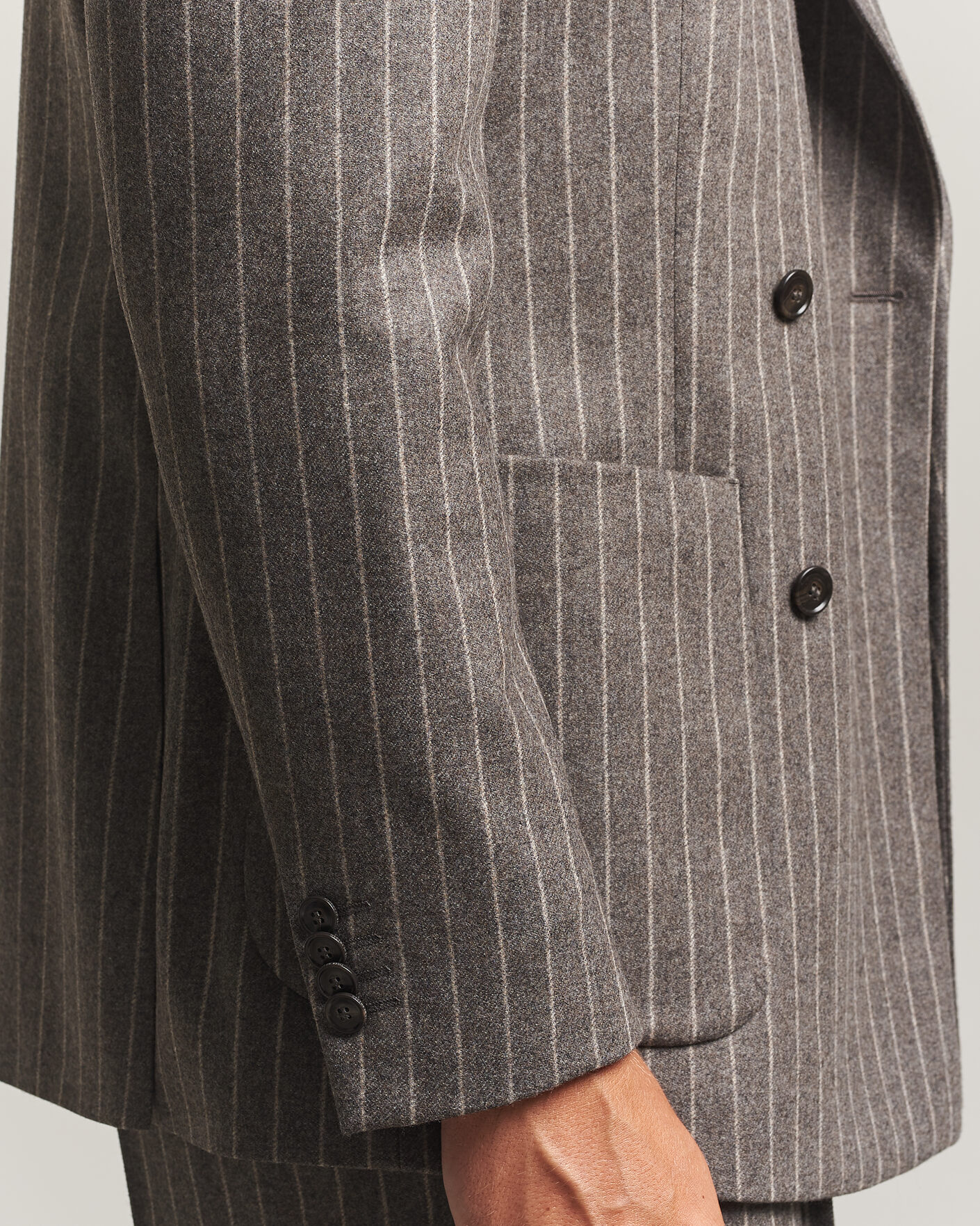 Hombres | Blazers | Tiger of Sweden | Joachim Wool Double Breasted Pinstriped Blazer Grey Brown
