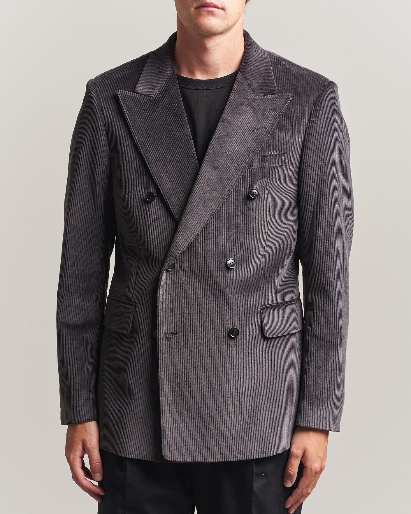 Hombres | Blazers | Tiger of Sweden | 1903 Corduroy Double Breasted Blazer Phantom