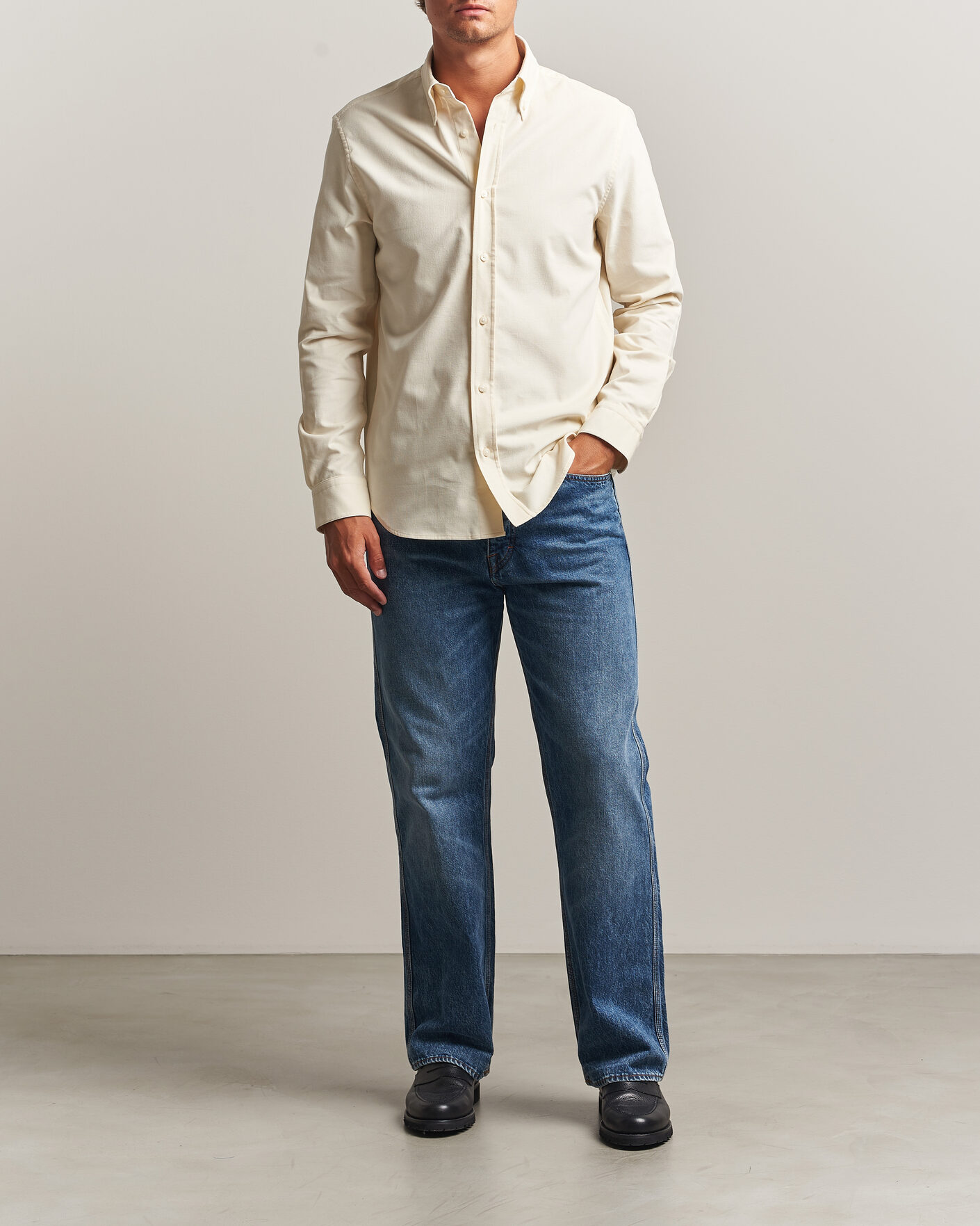 Hombres | Camisas | Tiger of Sweden | Bjorn Corduroy Shirt Cream White
