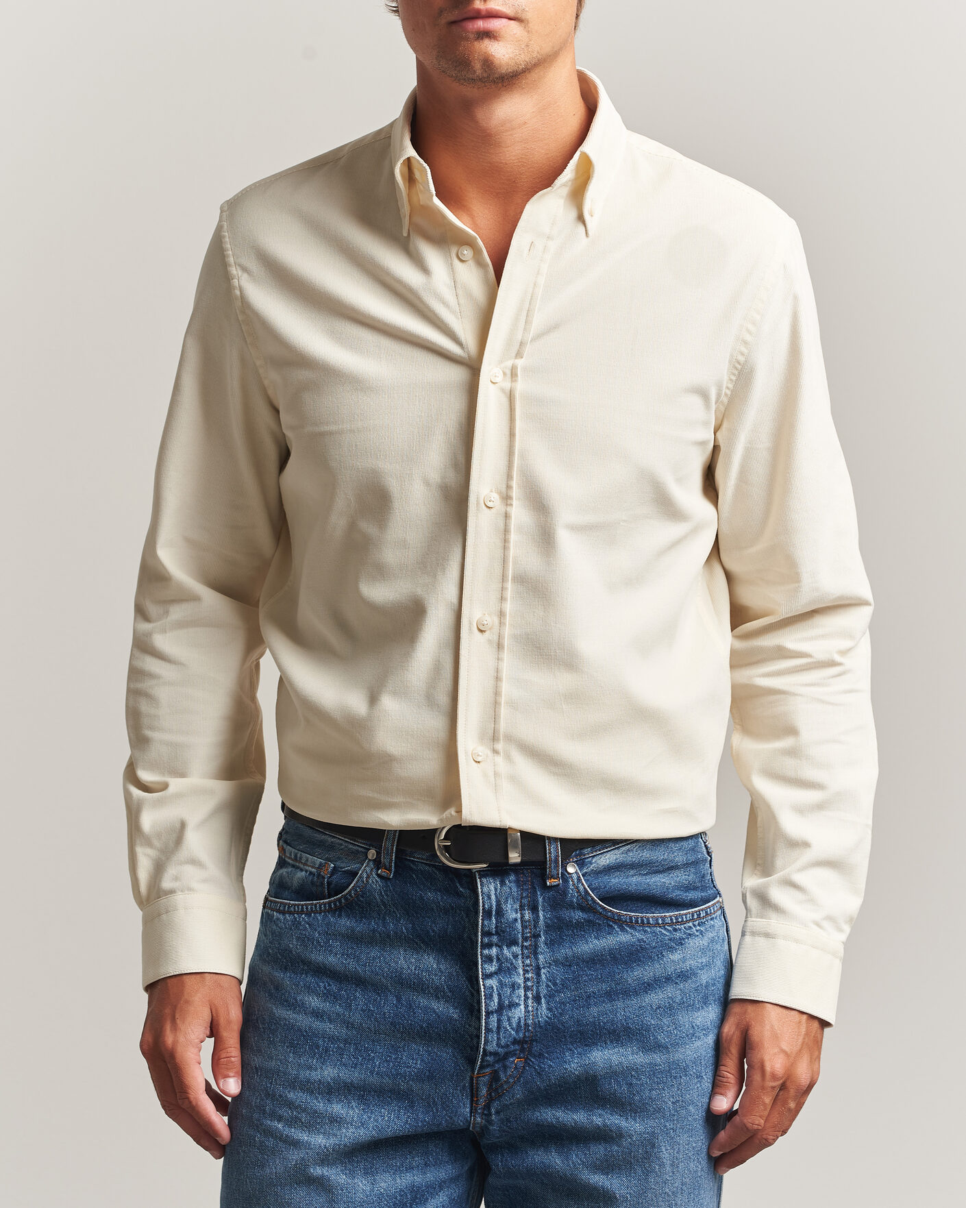 Hombres | Camisas | Tiger of Sweden | Bjorn Corduroy Shirt Cream White