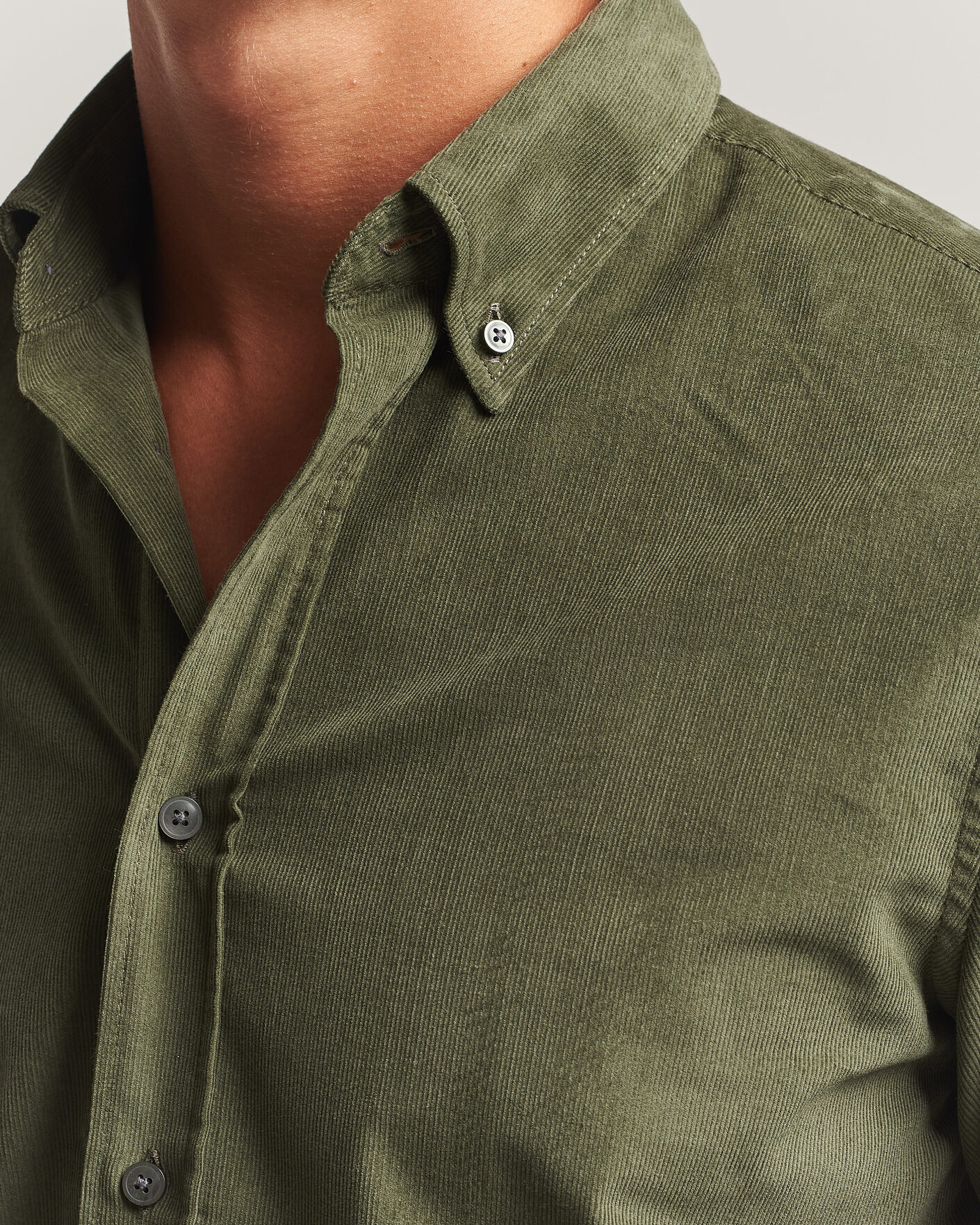 Hombres | Camisas | Tiger of Sweden | Bjorn Corduroy Shirt City Green