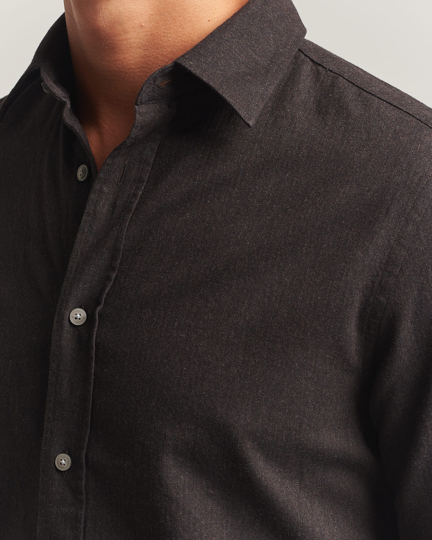 Hombres | Camisas | Tiger of Sweden | Bjorn Brushed Cotton Shirt Espresso