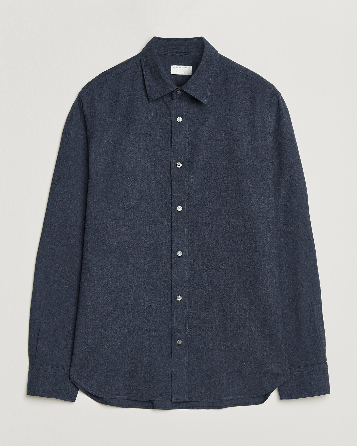 Hombres | Camisas | Tiger of Sweden | Bjorn Brushed Cotton Shirt Steel Blue