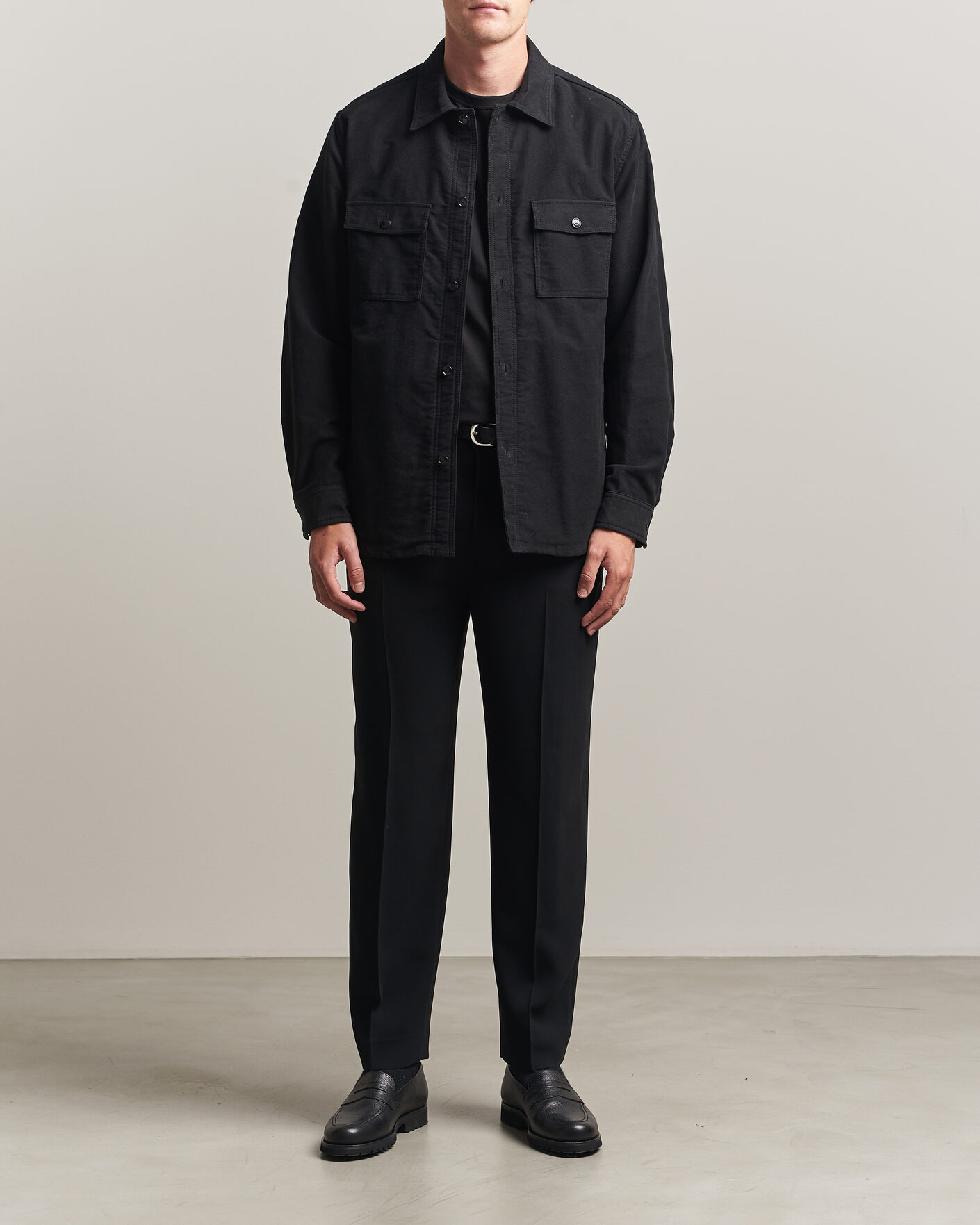 Hombres | Camisas | Tiger of Sweden | Bishop Cotton Overshirt Black