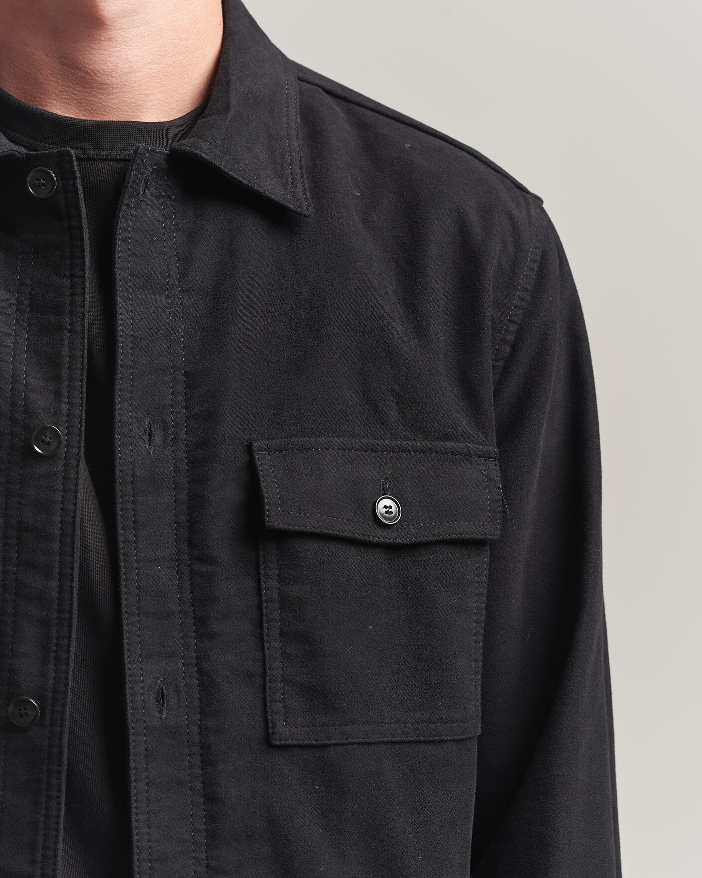 Hombres | Camisas | Tiger of Sweden | Bishop Cotton Overshirt Black
