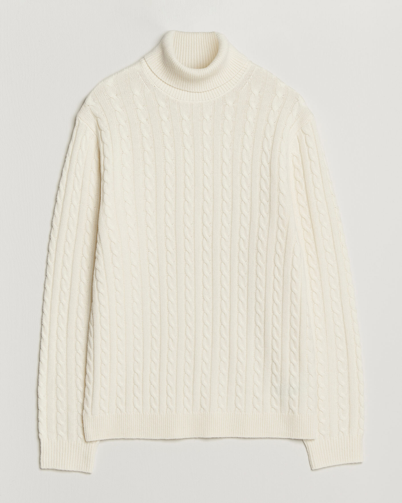 Hombres | Jerséis y prendas de punto | Tiger of Sweden | Wilde Wool/Cashmere Cable Turtleneck Porcelain Cream