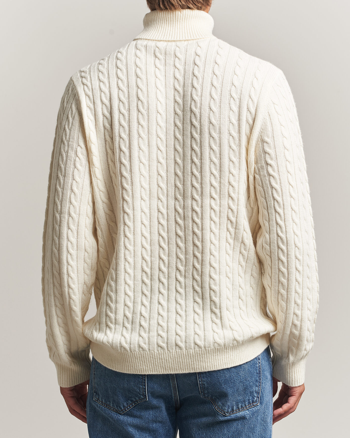 Hombres | Jerséis y prendas de punto | Tiger of Sweden | Wilde Wool/Cashmere Cable Turtleneck Porcelain Cream