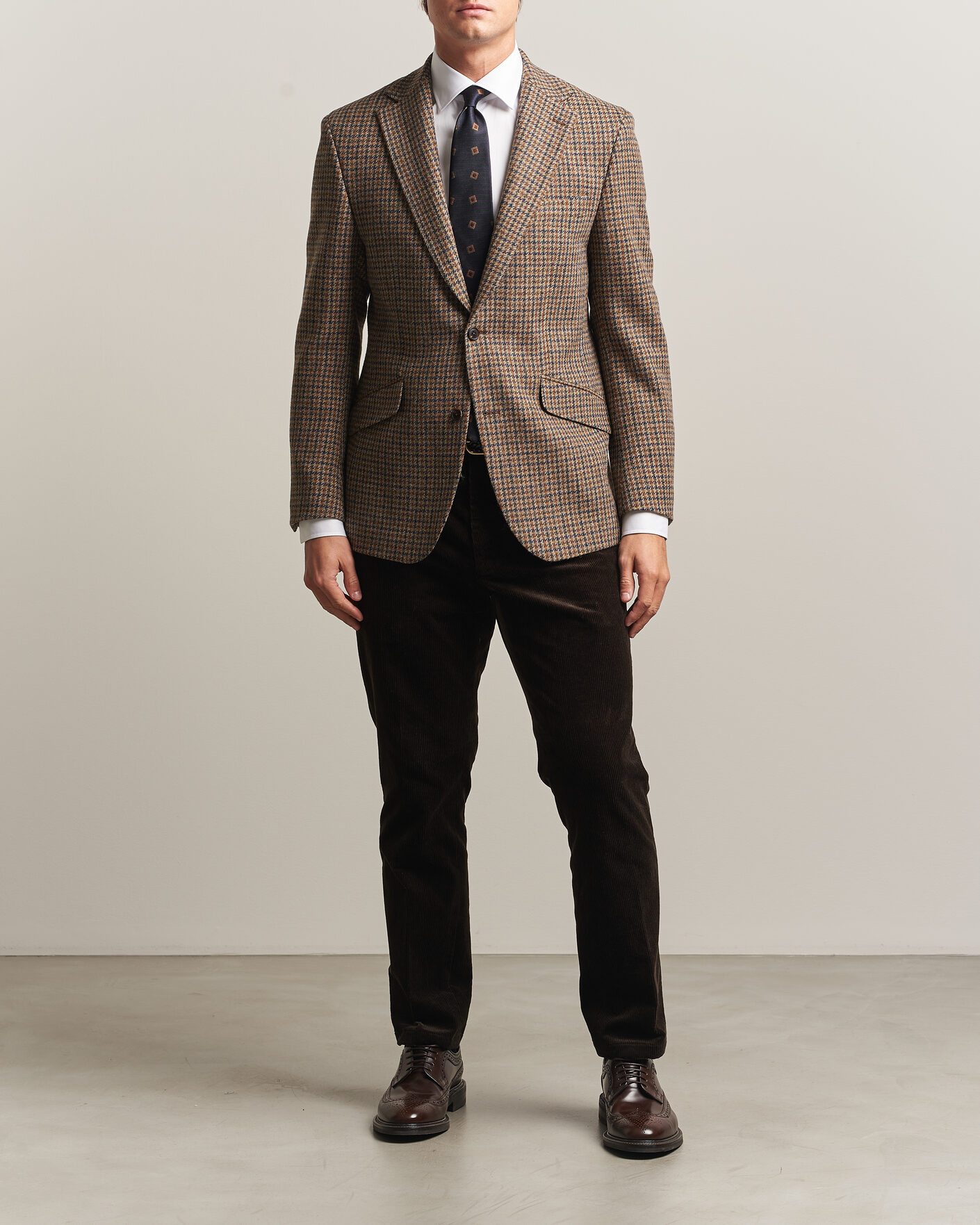Hombres | Blazers | Walker Slater | Edward Lambswool Puppytooth Blazer Sandstone
