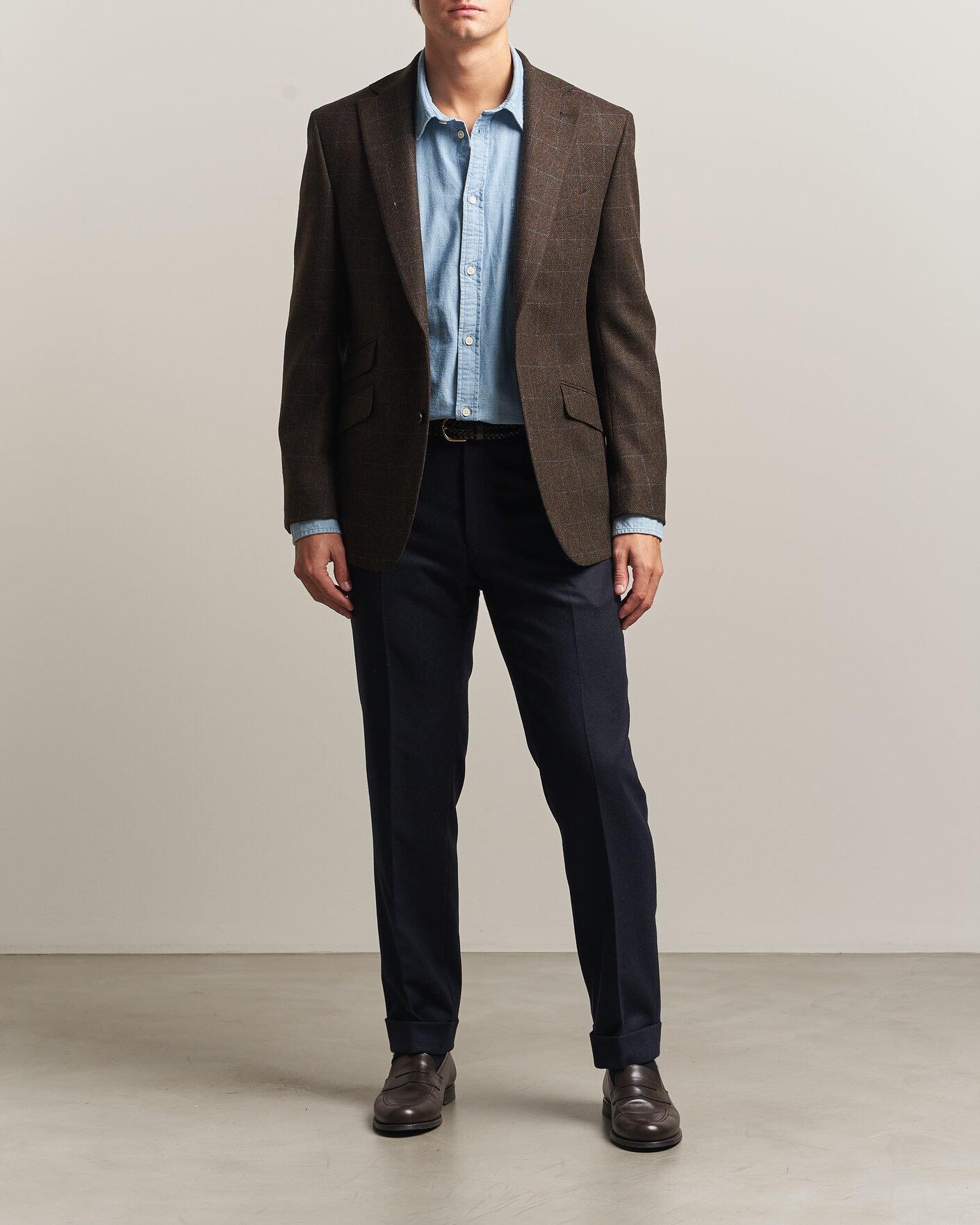 Hombres | Blazers | Walker Slater | Edward Lambswool Windowpane Blazer Brown