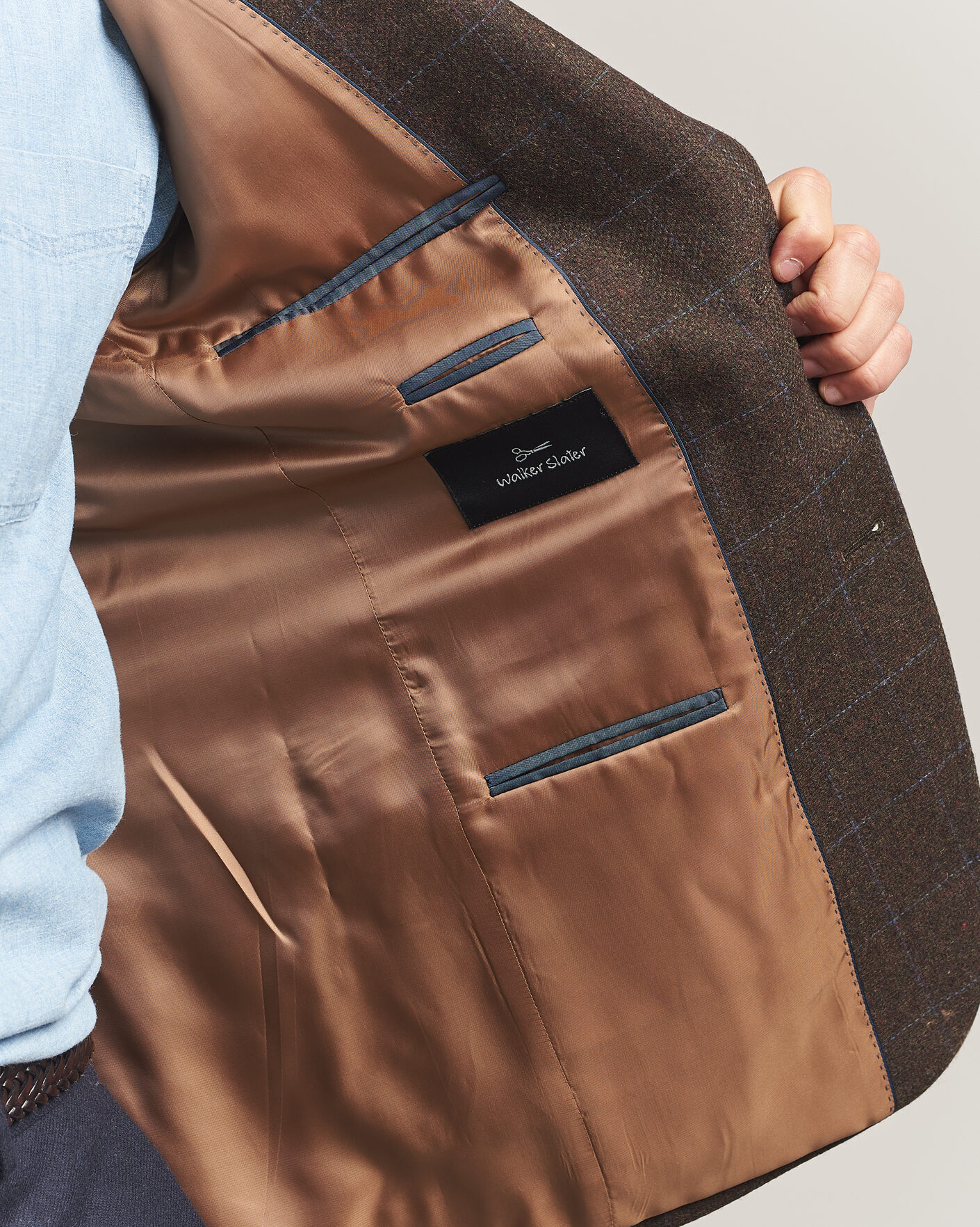 Hombres | Blazers | Walker Slater | Edward Lambswool Windowpane Blazer Brown