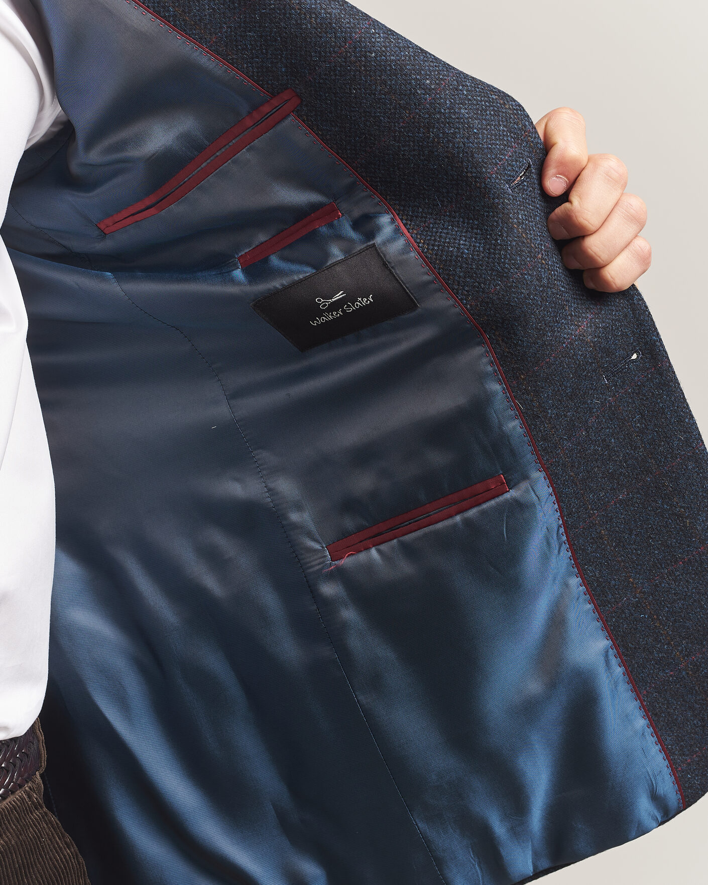 Hombres | Blazers | Walker Slater | Edward Lambswool Windowpane Blazer Navy