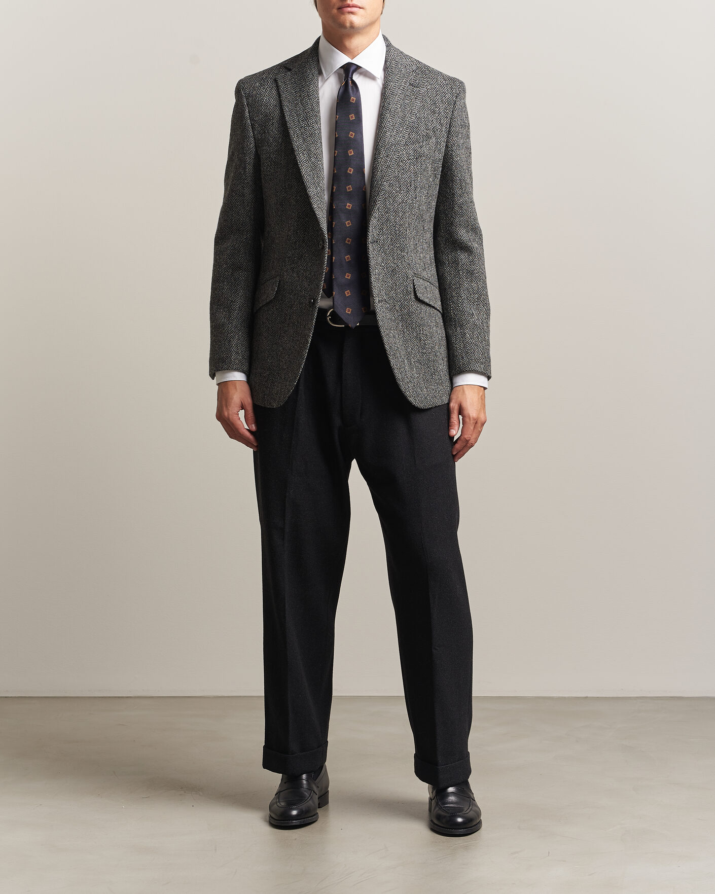 Hombres | Blazers | Walker Slater | Edward Harris Tweed Herringbone Blazer Charcoal