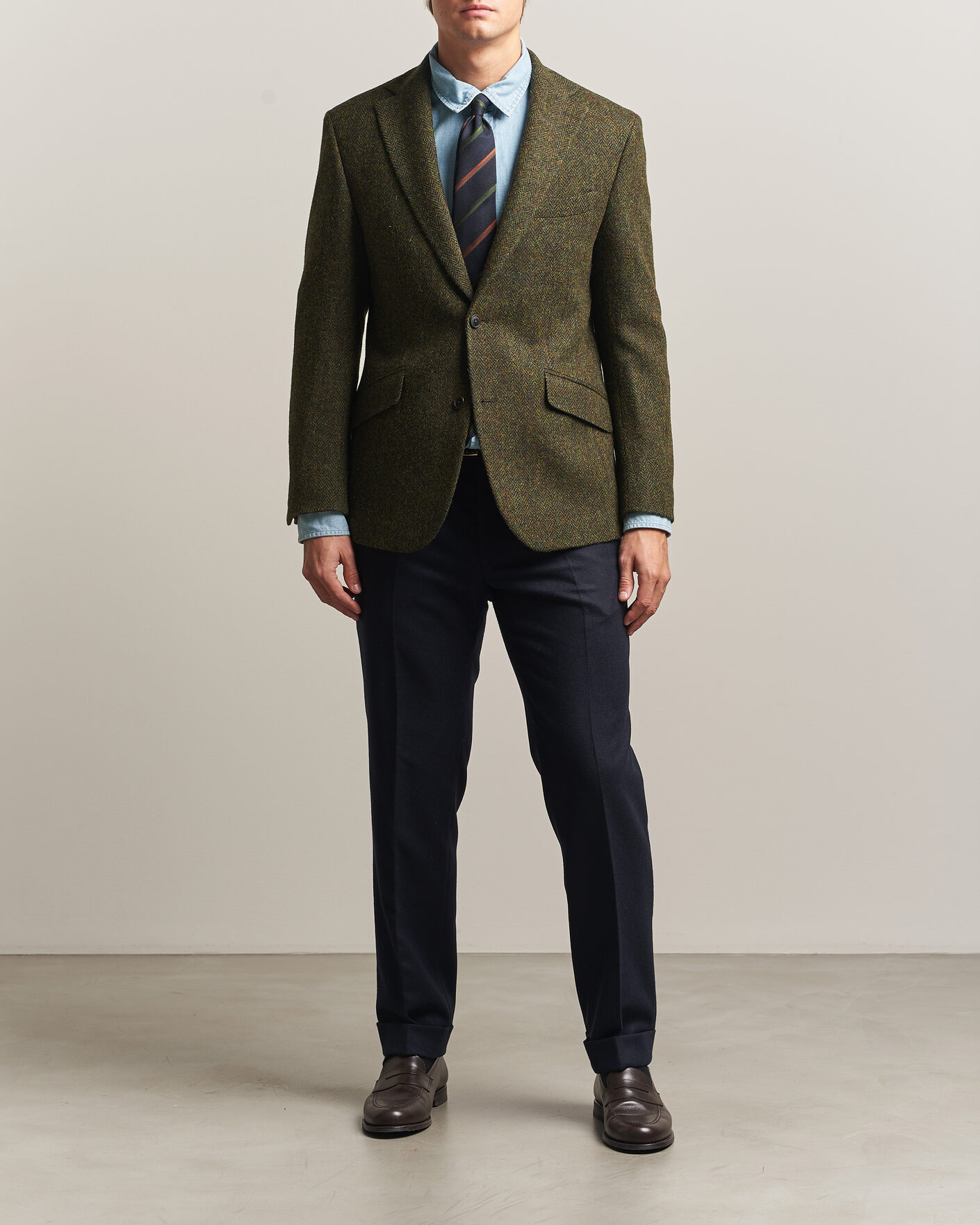 Hombres | Blazers | Walker Slater | Edward Harris Tweed Herringbone Blazer Green