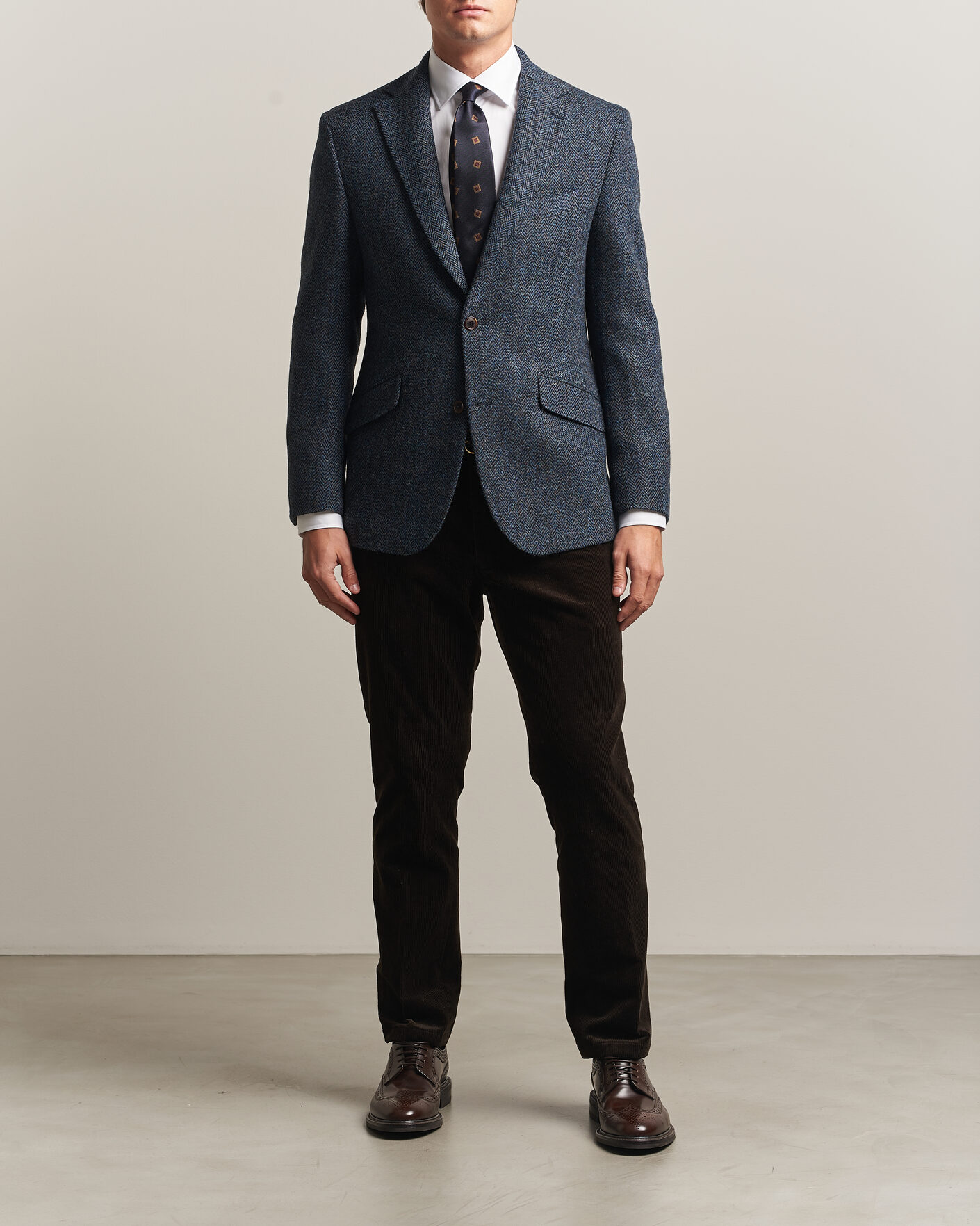 Hombres | Blazers | Walker Slater | Edward Harris Tweed Herringbone Blazer Navy