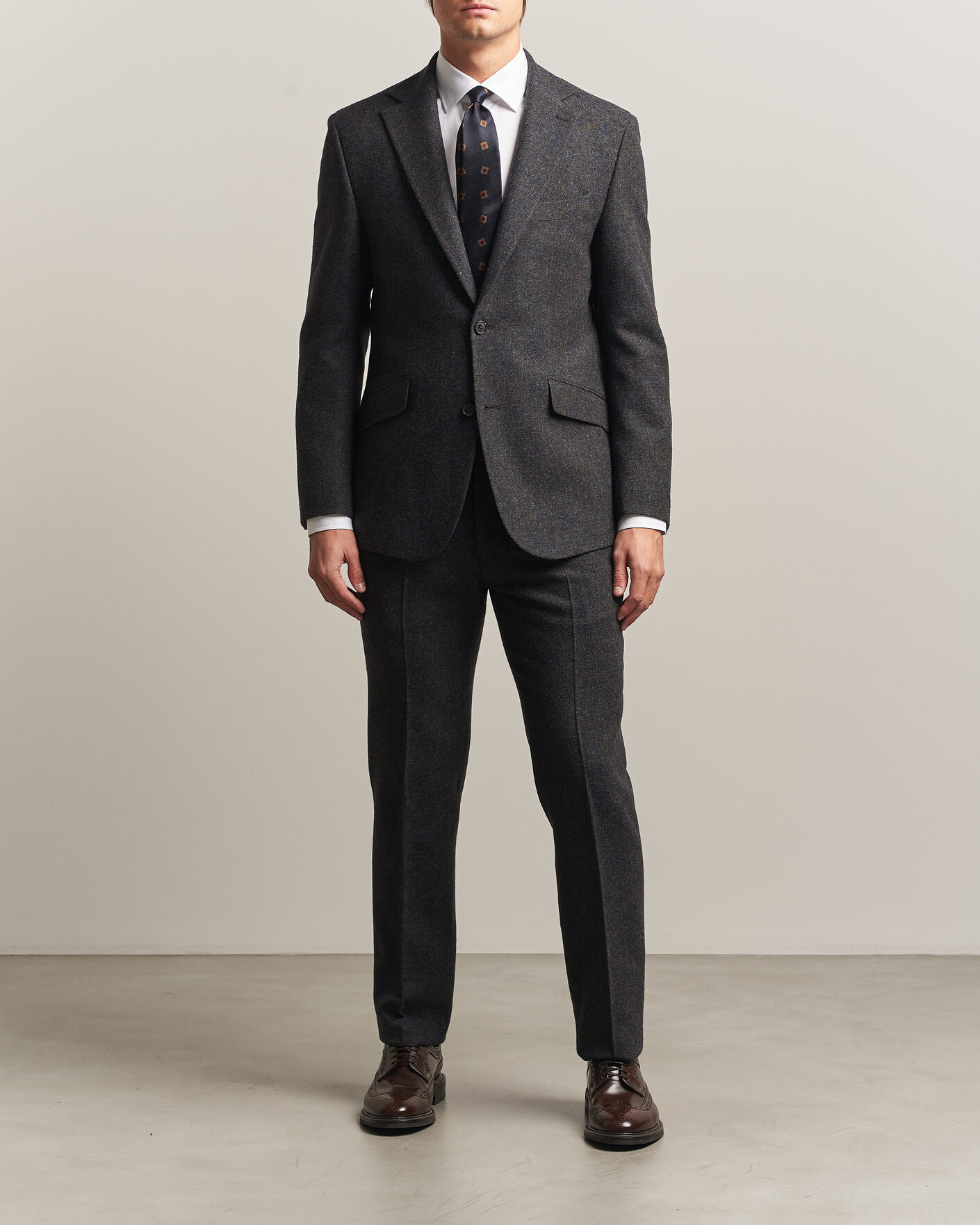 Hombres | Pantalones | Walker Slater | Edward Shetland Wool Donegal Trousers Navy