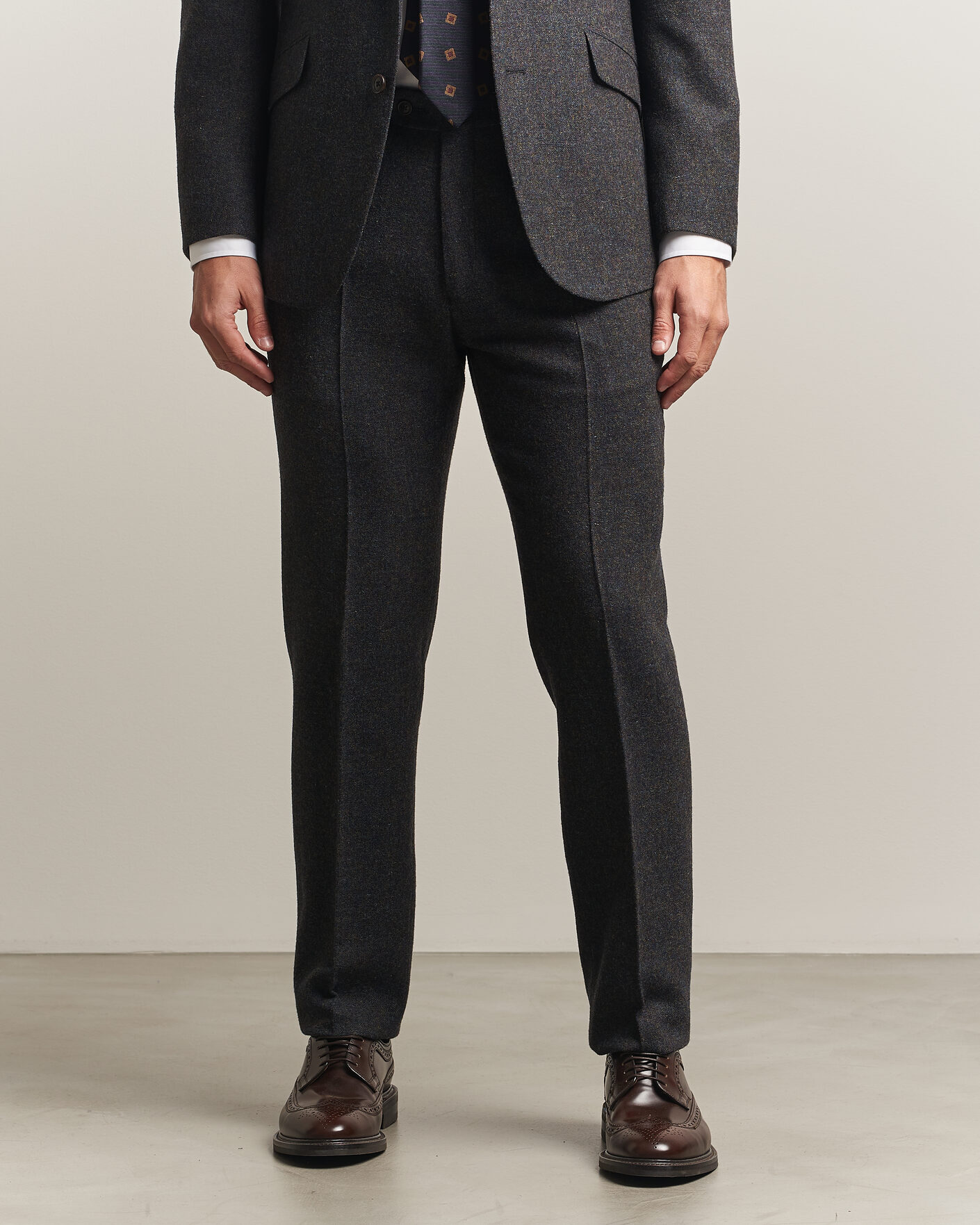 Hombres | Pantalones | Walker Slater | Edward Shetland Wool Donegal Trousers Navy