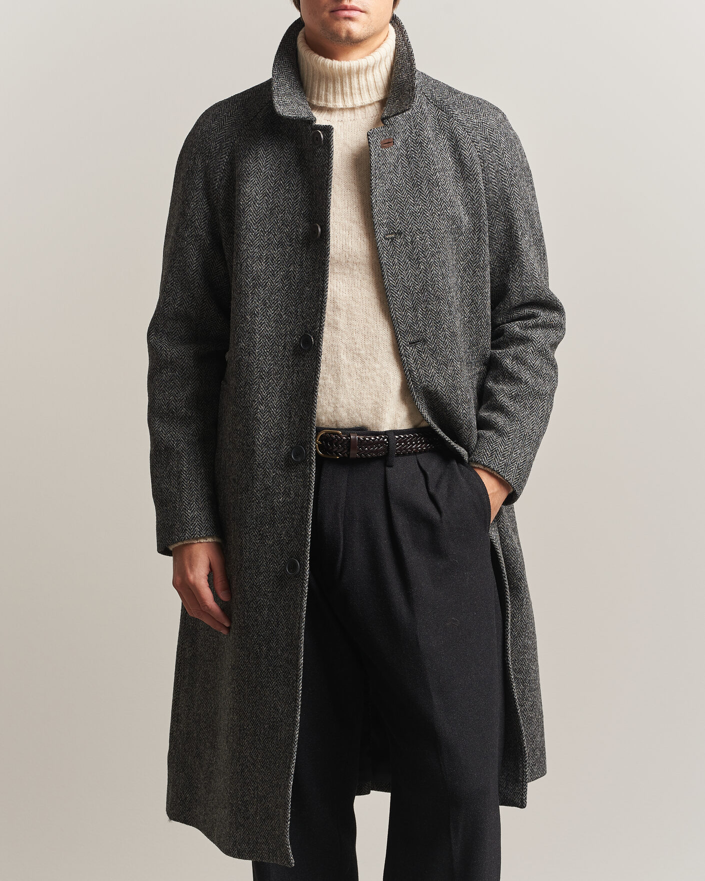 Hombres | Abrigos y chaquetas | Walker Slater | Sherlock Harris Tweed Herringbone Coat Charcoal