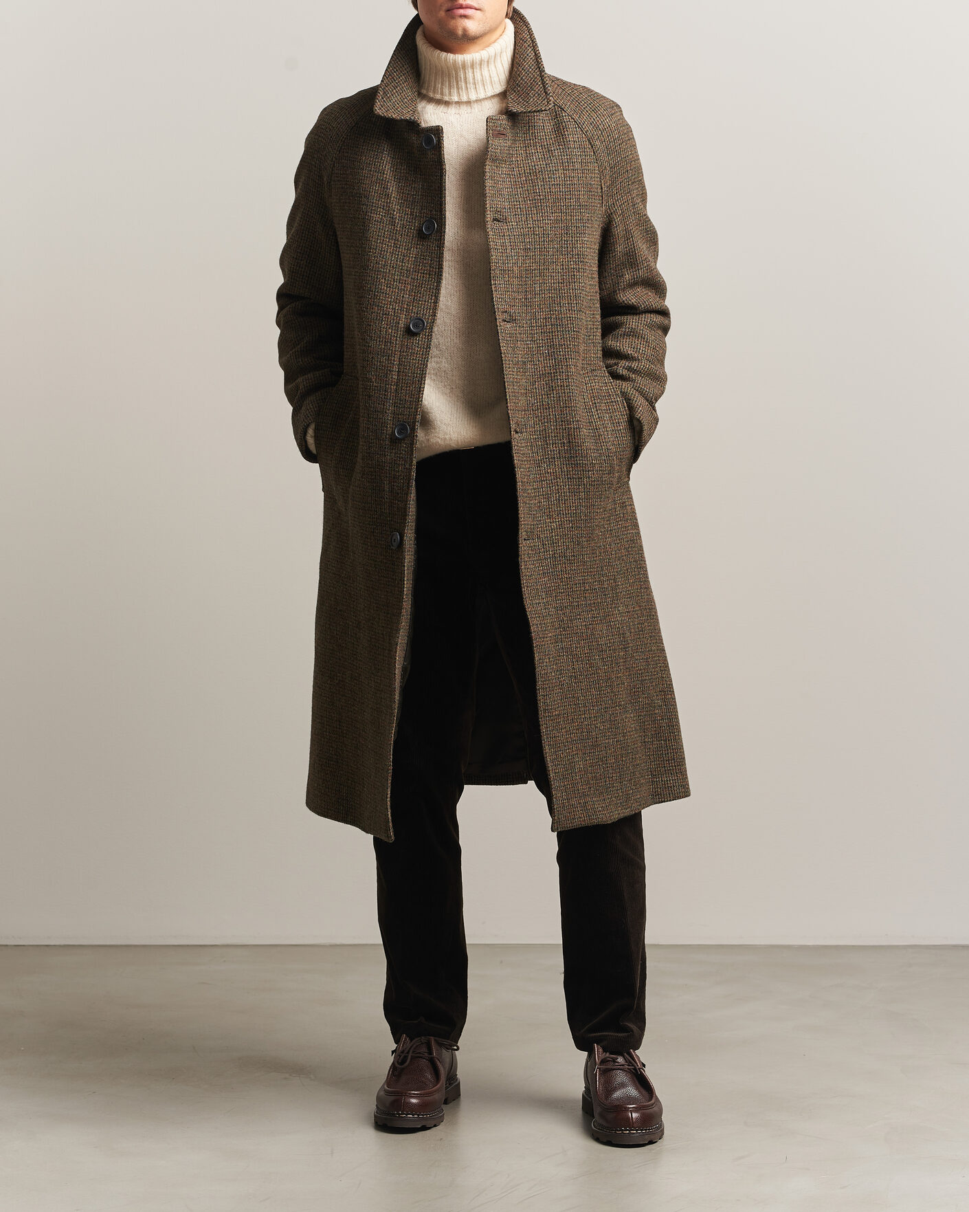 Hombres | Abrigos y chaquetas | Walker Slater | Sherlock Harris Tweed Microcheck Coat Amber Brown