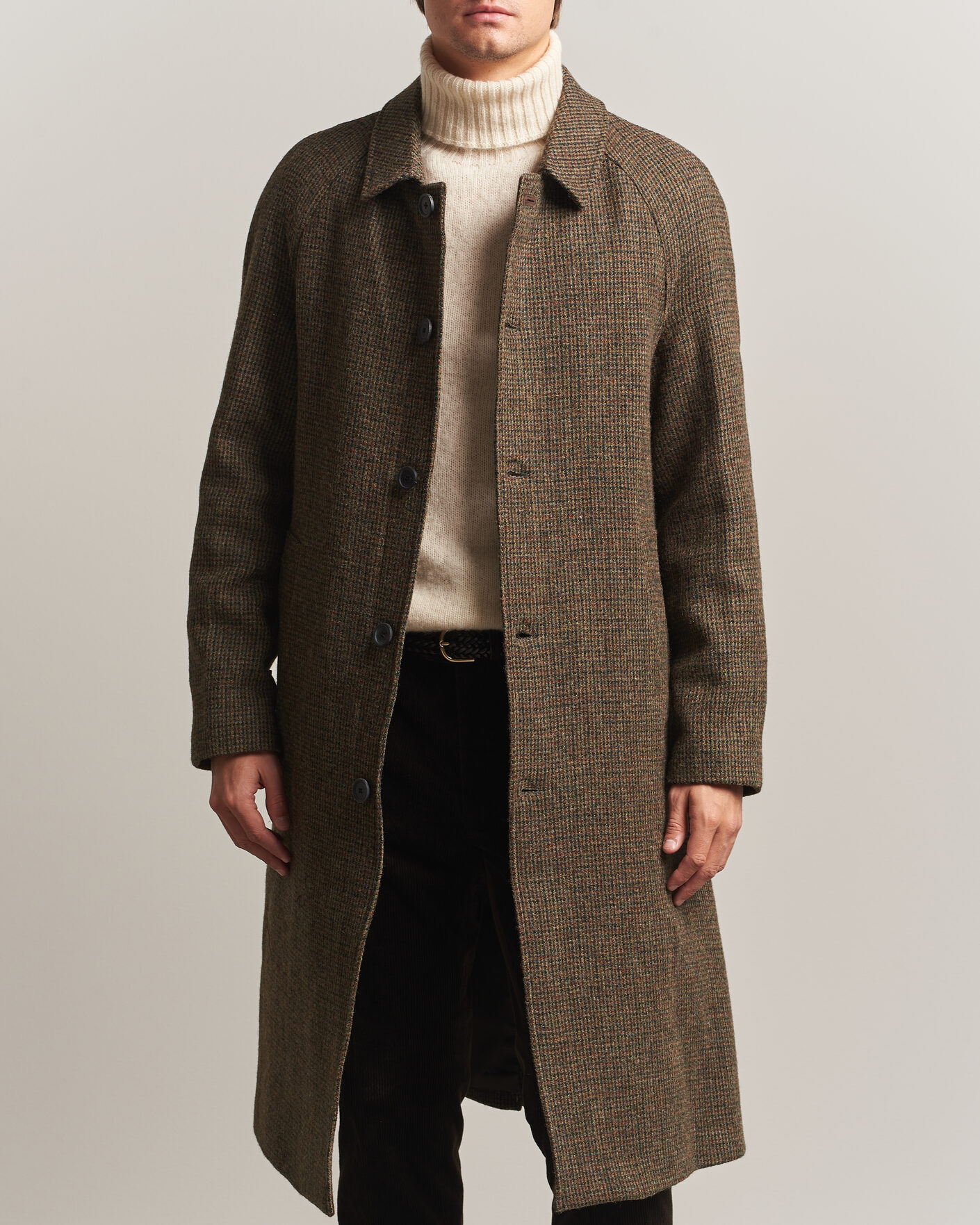 Hombres | Abrigos y chaquetas | Walker Slater | Sherlock Harris Tweed Microcheck Coat Amber Brown