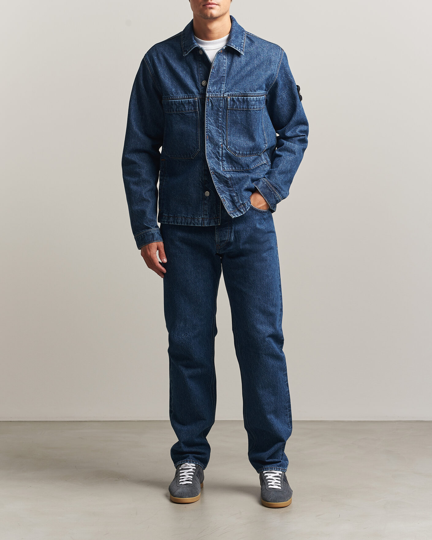 Hombres | Abrigos y chaquetas | Stone Island | Indigo Denim Coach Jacket Blue Medium Wash