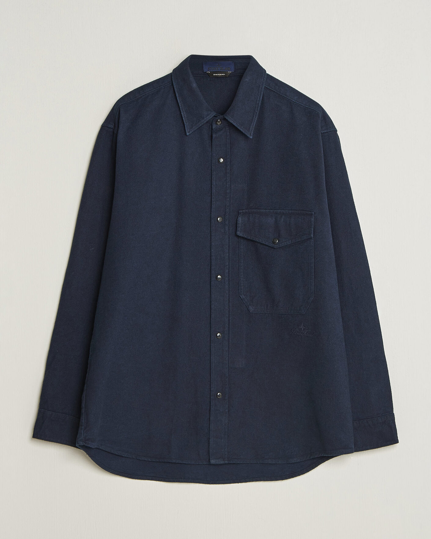 Hombres | Camisas | Stone Island | Organic Cotton Flannel Denim Shirt Indigo