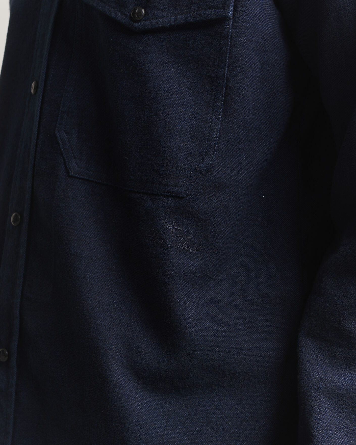 Hombres | Camisas | Stone Island | Organic Cotton Flannel Denim Shirt Indigo