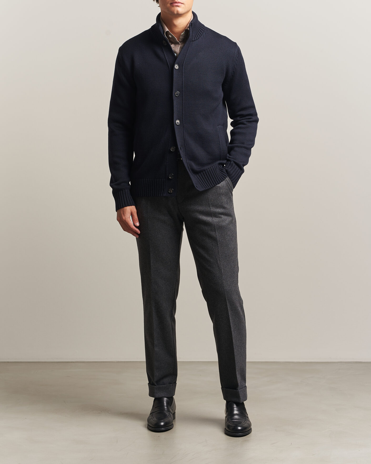 Hombres | Jerséis y prendas de punto | Zanone | Virgin Merino Wool Chioto Navy