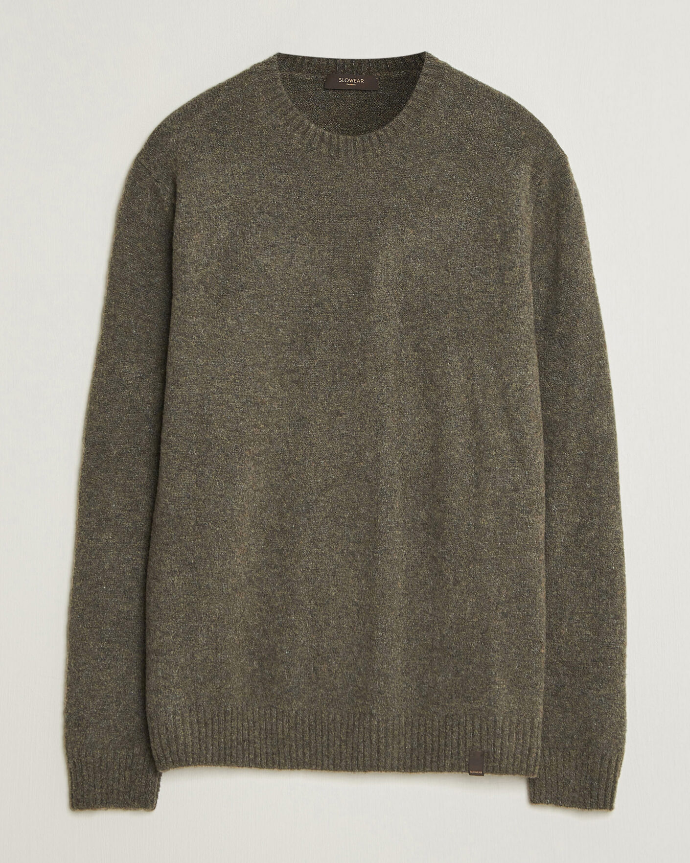 Hombres | Jerséis y prendas de punto | Zanone | Wool Boucle Crew Neck Forest Green