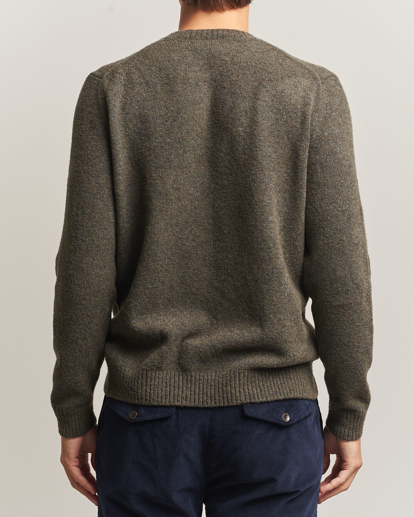 Hombres | Jerséis y prendas de punto | Zanone | Wool Boucle Crew Neck Forest Green