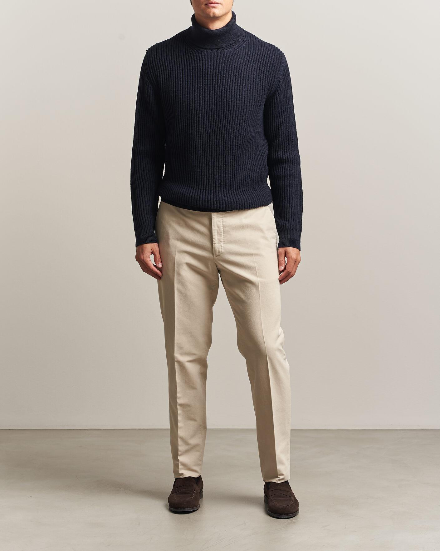 Hombres | Jerséis y prendas de punto | Zanone | Fishermans Rib Rollneck Navy