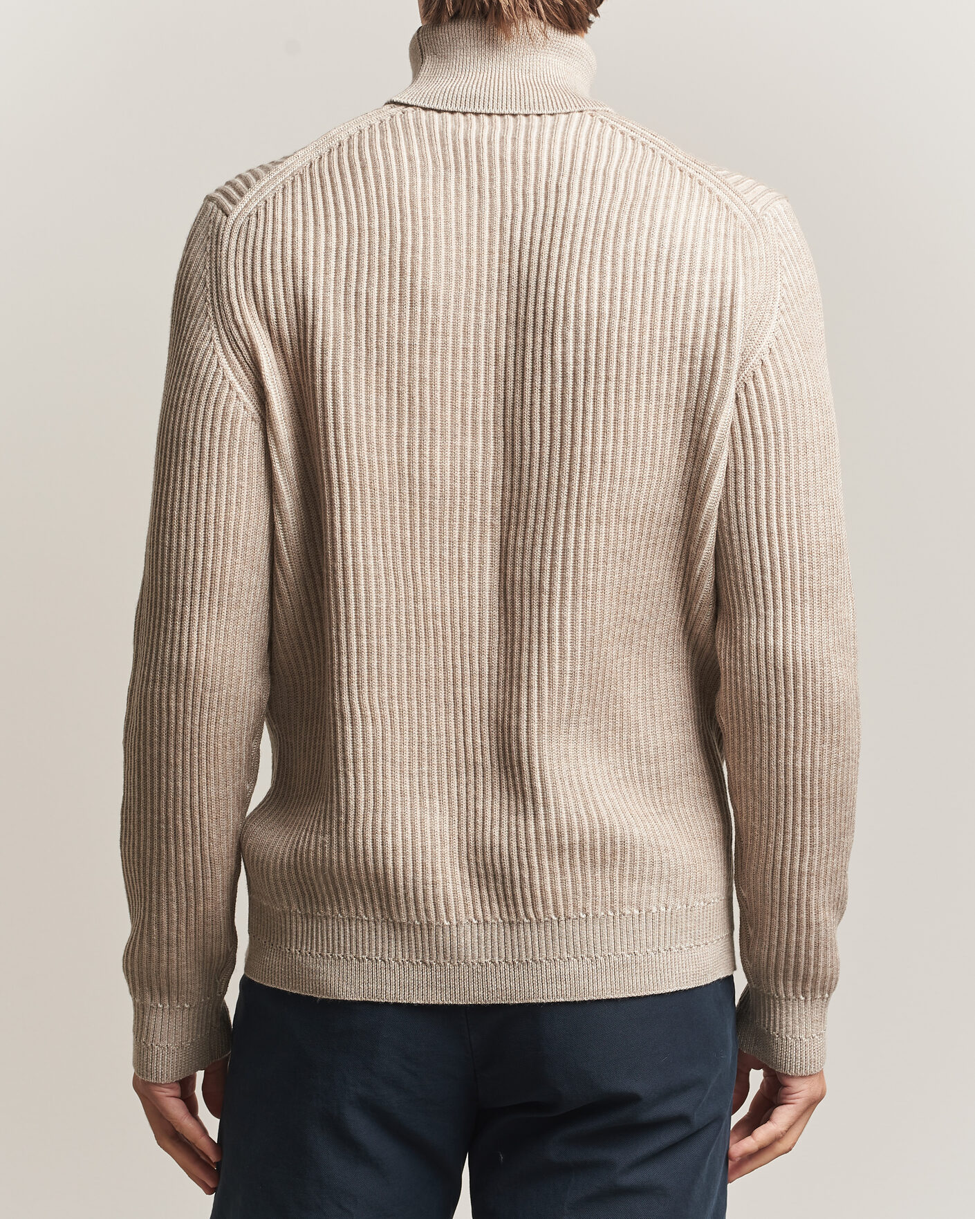 Hombres | Jerséis y prendas de punto | Zanone | Fishermans Rib Rollneck Beige