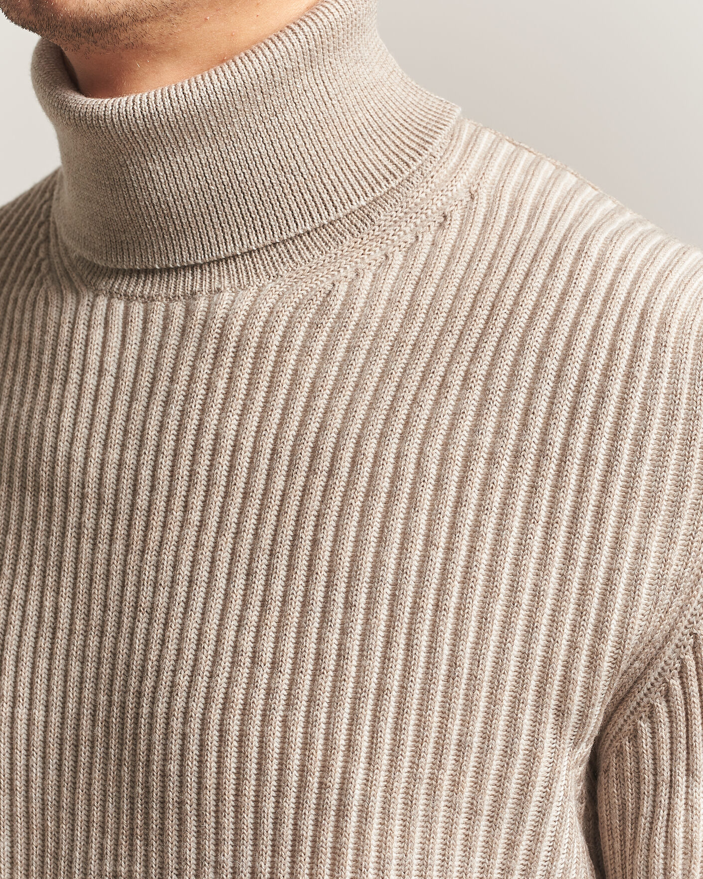 Hombres | Jerséis y prendas de punto | Zanone | Fishermans Rib Rollneck Beige