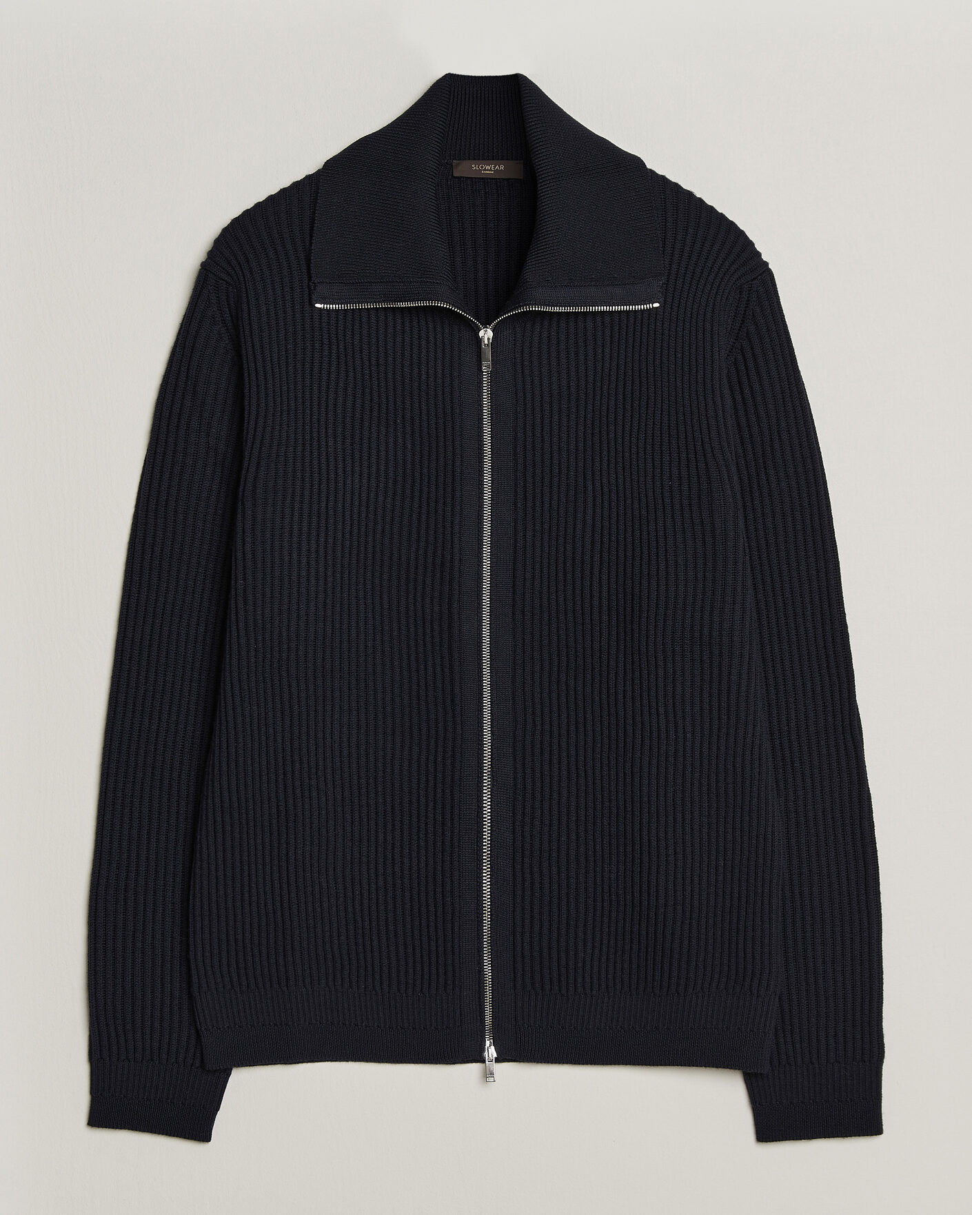 Hombres | Jerséis y prendas de punto | Zanone | Fishermans Rib Full Zip Cardigan Navy