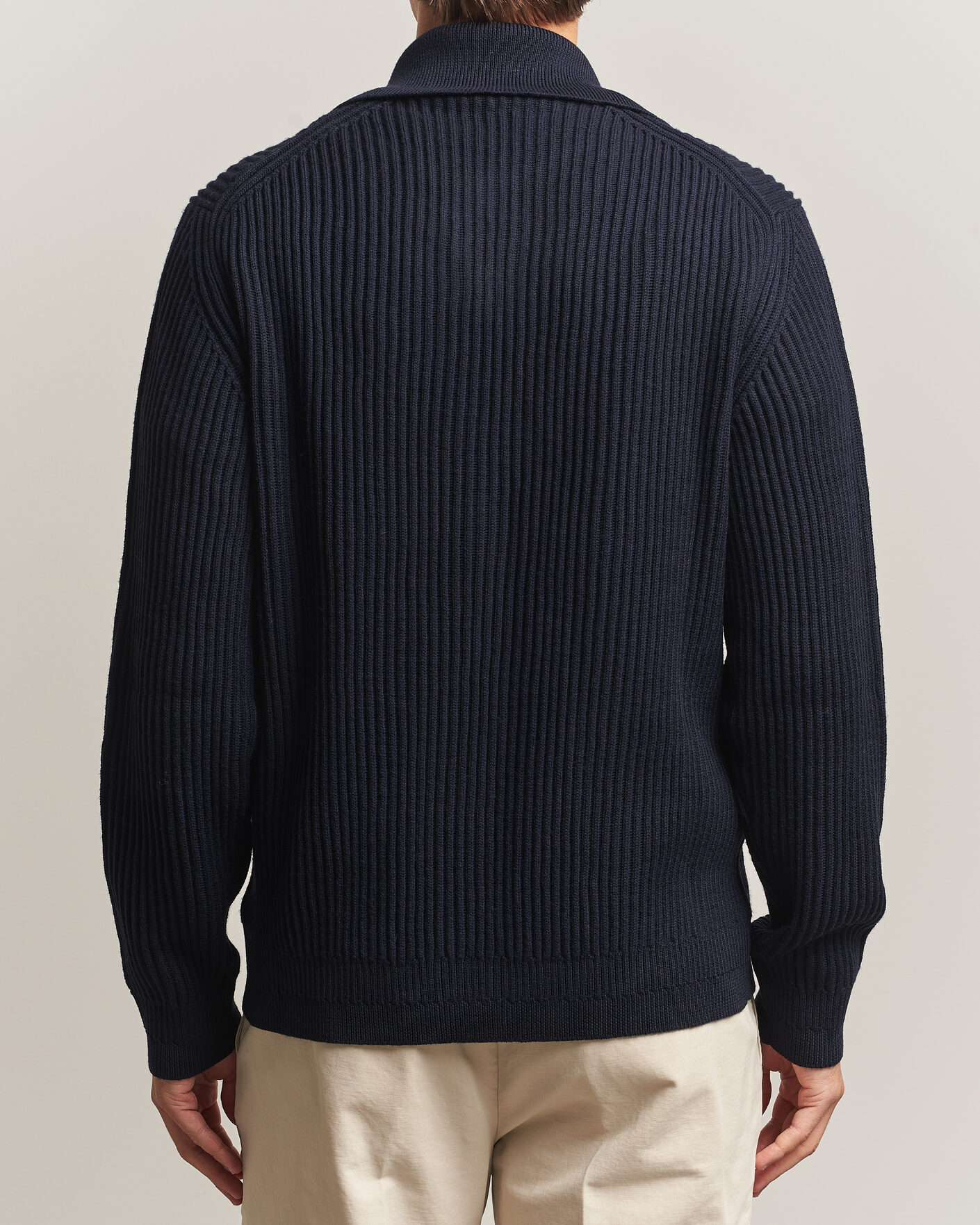 Hombres | Jerséis y prendas de punto | Zanone | Fishermans Rib Full Zip Cardigan Navy