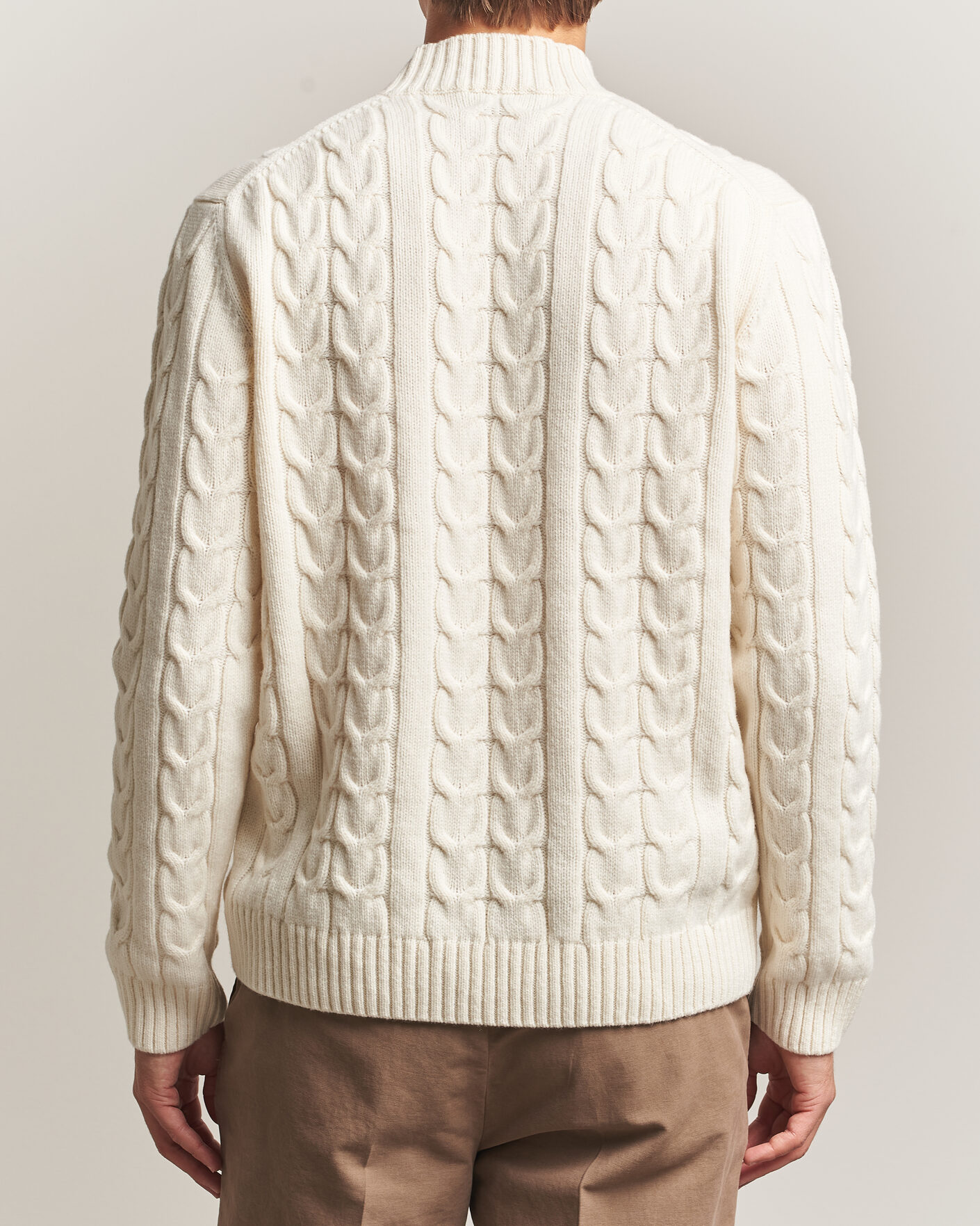 Hombres | Jerséis y prendas de punto | Zanone | Double Cable Crew Neck Latte