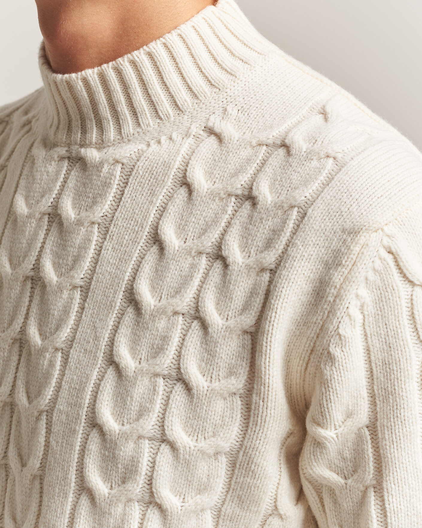Hombres | Jerséis y prendas de punto | Zanone | Double Cable Crew Neck Latte