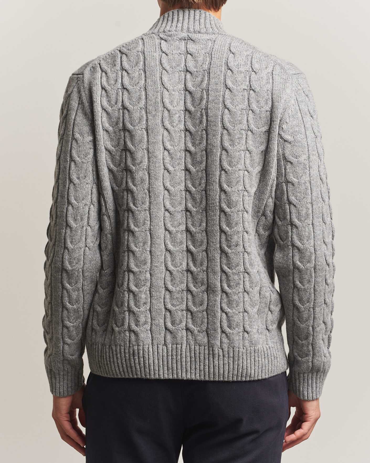 Hombres | Jerséis y prendas de punto | Zanone | Double Cable Crew Neck Grey Melange