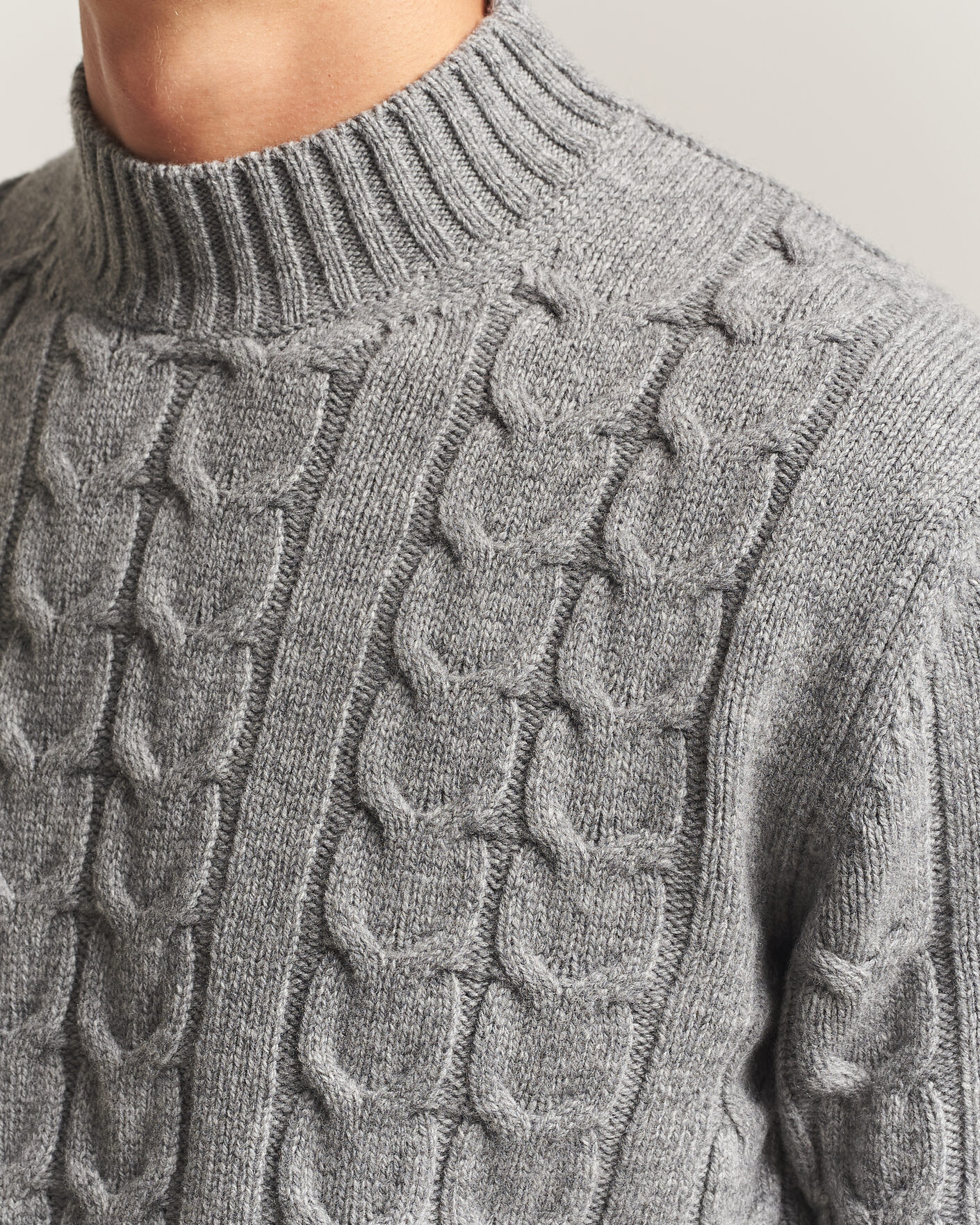 Hombres | Jerséis y prendas de punto | Zanone | Double Cable Crew Neck Grey Melange
