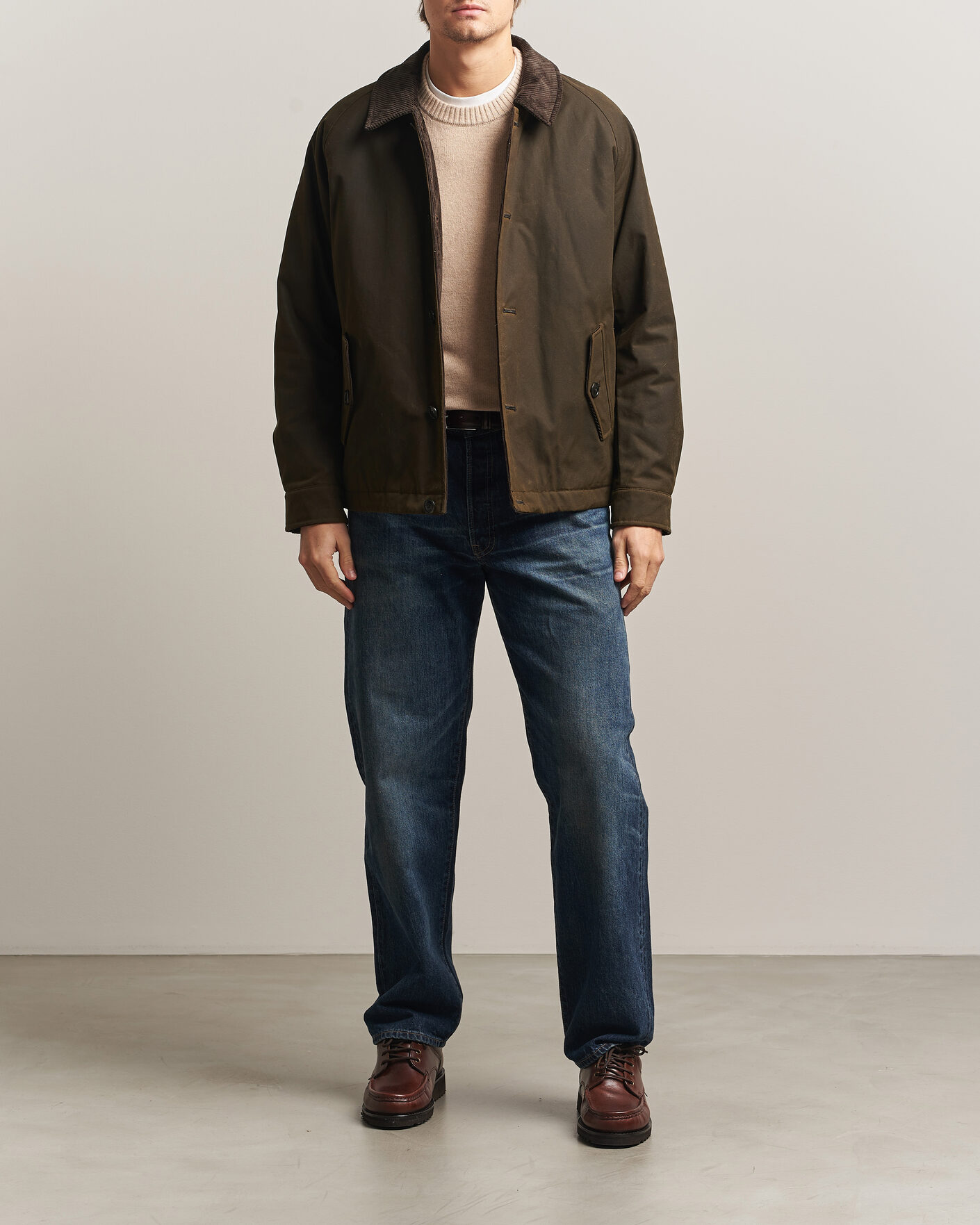 Hombres | Abrigos y chaquetas | Baracuta | Waxed Sherling Lined Deck Jacket Deep Moss