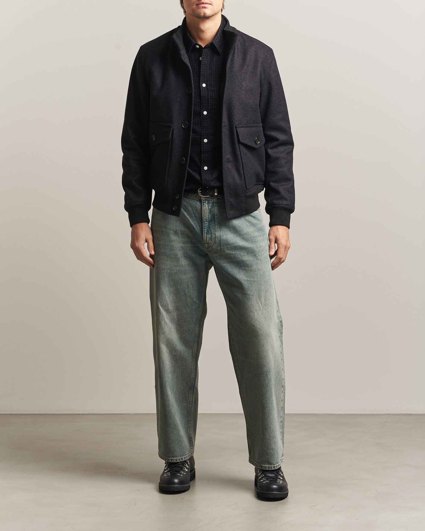Hombres | Abrigos y chaquetas | Baracuta | Melton Wool Blouson Jacket Charcoal