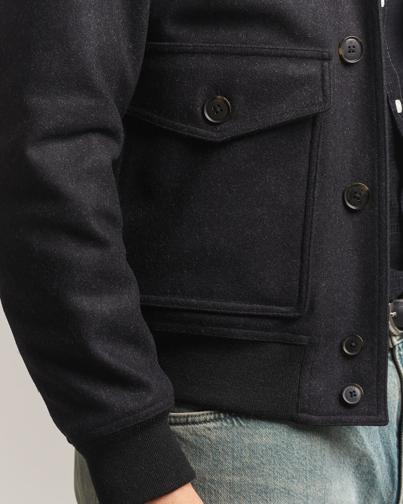 Hombres | Abrigos y chaquetas | Baracuta | Melton Wool Blouson Jacket Charcoal
